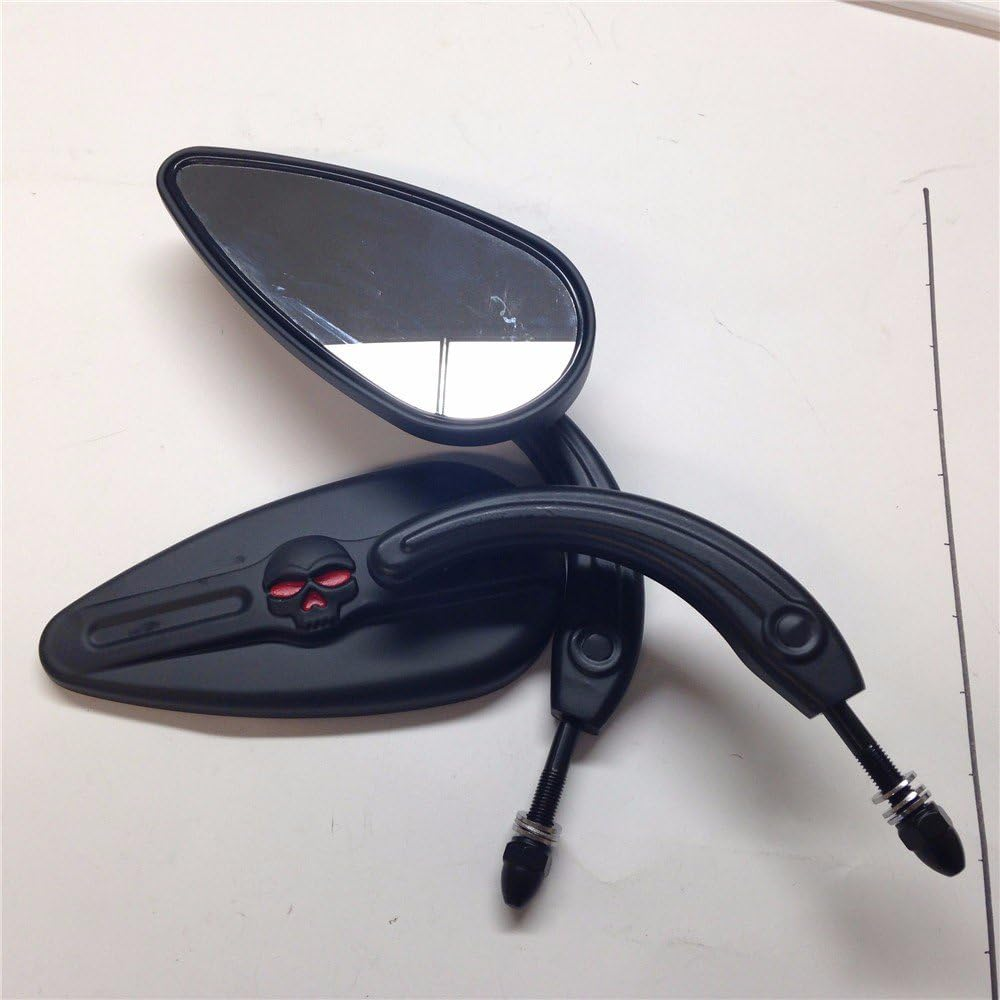HTT Black Aluminum Teardrop Shape Skull Zombie Emblem Mirrors for Harley Sportster Dyna Touring Dyna Wide Glide EFI FXDWGI image number 5