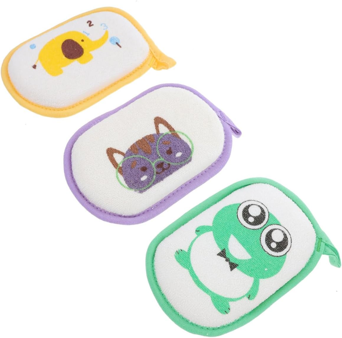 Hohopeti 3Pcs Shower Scrubber Set with Cartoon Bath Sponges, Bath Brush for Newborns, Soft Colorful Bathing Accessories for Gentle Skin Cleaning image number 5