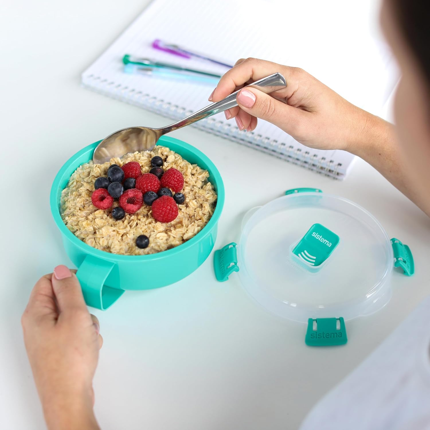 Sistema to Go Collection Microwave Breakfast Bowl, 28.7 Ounce/ 3.6 Cup, Assorted Colors image number 2