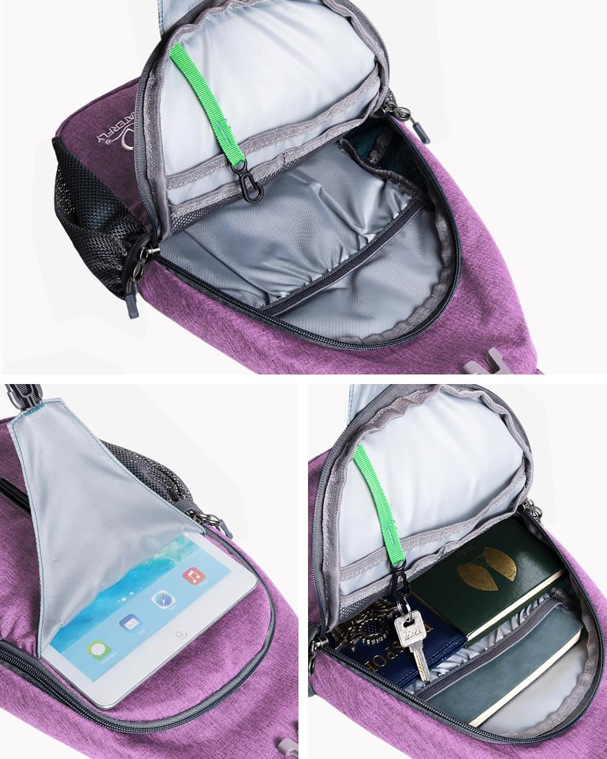 WATERFLY Small Hiking Sling Backpack: Crossbody Sling Bag Chest Bag Daypack for Men Women with Skin-Friendly Shoulder Strap