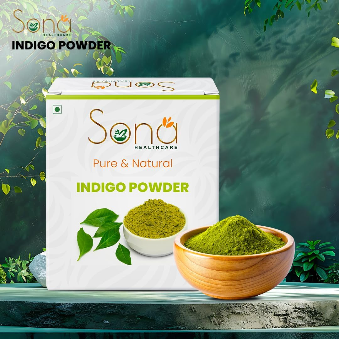 Indigo Leaves Powder for Hair Colour Natural No Added Colour or Preservatives Avuri Akulu Powder Indigofera Tinctoria Powder 200 Grams Green image number 1