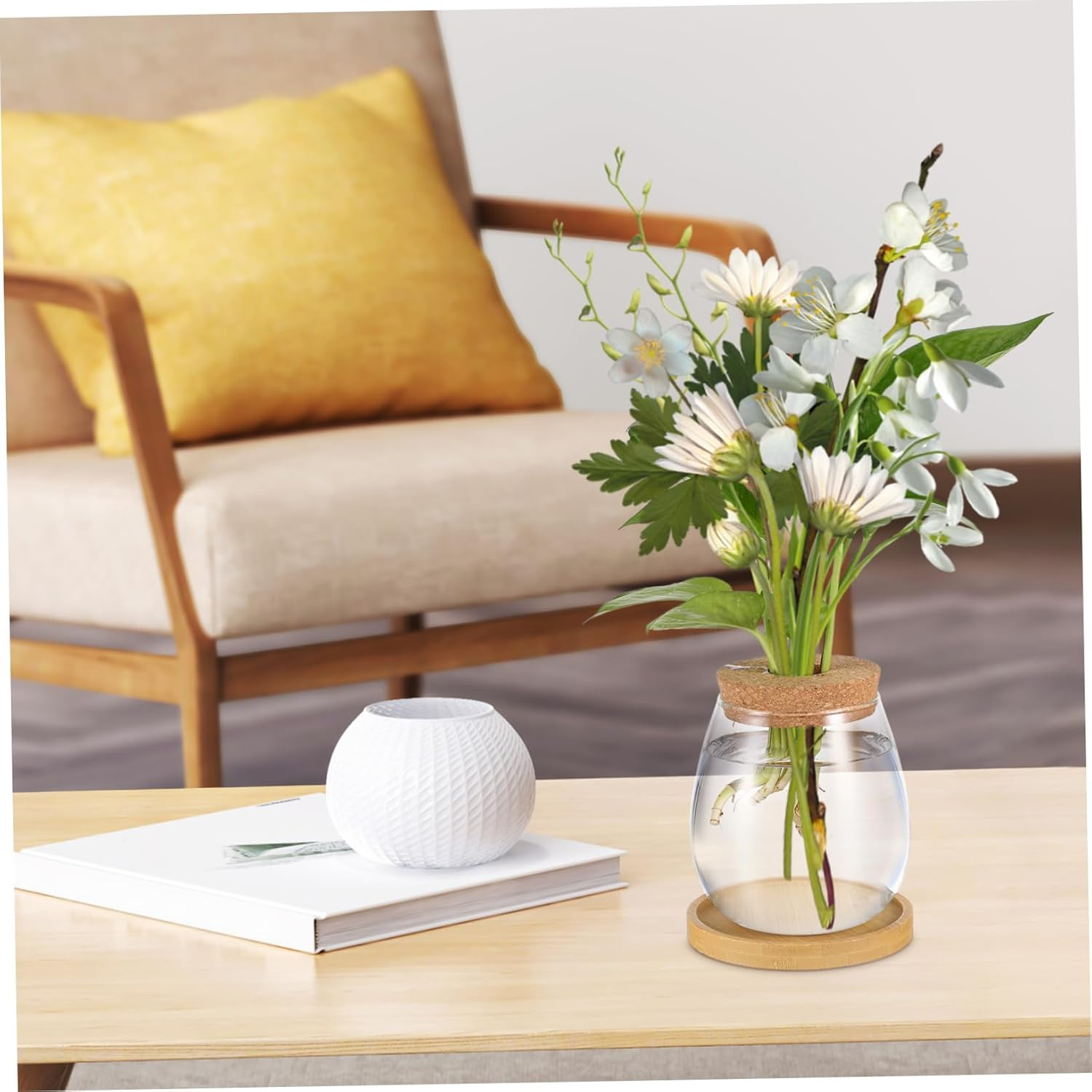 2Pcs Hydroponic Plant Vase Glass Terrariums Cork Lid Propagation Vases for Indoor Water Planter for Seedling Pots and Gardening Supplies image number 2