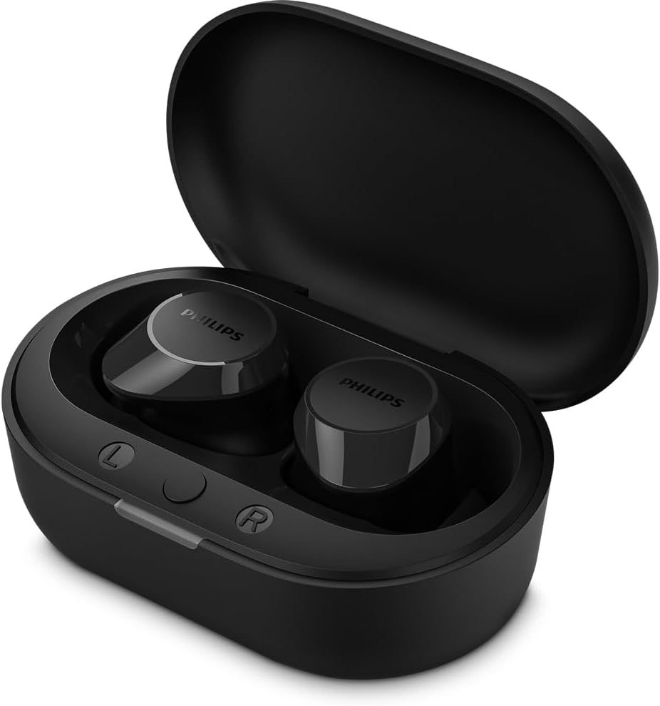 Philips TAT1209BK Wireless Bluetooth Earbuds - Small Earbuds, Great Value, Natural Sound with Dynamic Bass, Clear Calls and Pocket Size Charging Case - Black image number 6
