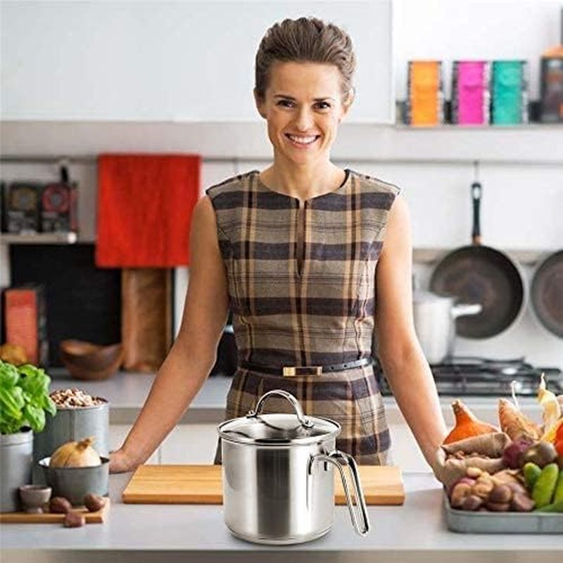 1.5 Quart Stainless Steel Saucepan with Pour Spout, Saucepan with Lid, Mini Milk Pan with Spout - Perfect for Boiling Milk, Sauce, Gravies, Pasta, Noodles image number 3