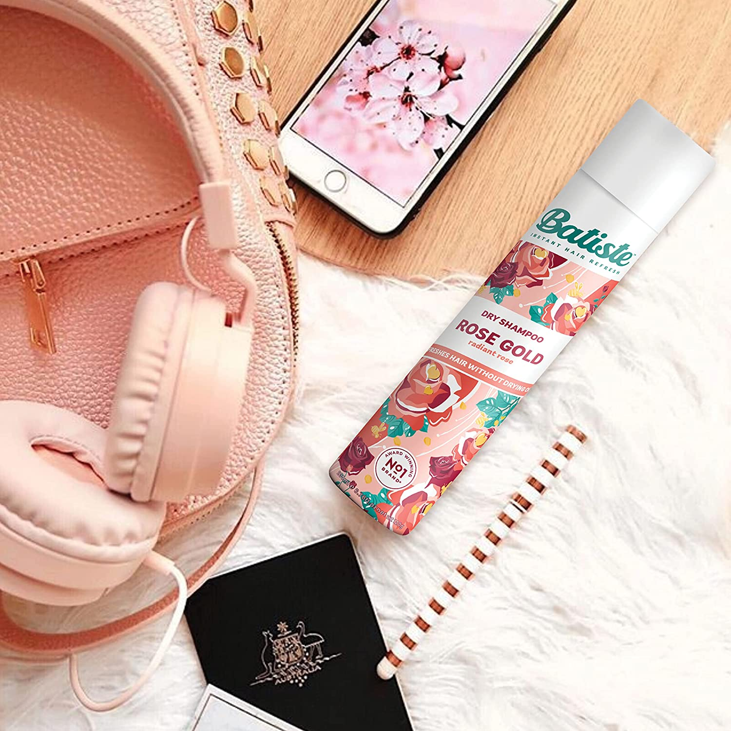 Batiste Rose Gold Dry Shampoo 350Ml - Quick Hair Refresh with Radiant Rose & Freesia Scent, Instantly Refresh & Revitalise Oily Hair, Adds Volume & Texture for All Hair Types, Instant & Quick Results image number 6