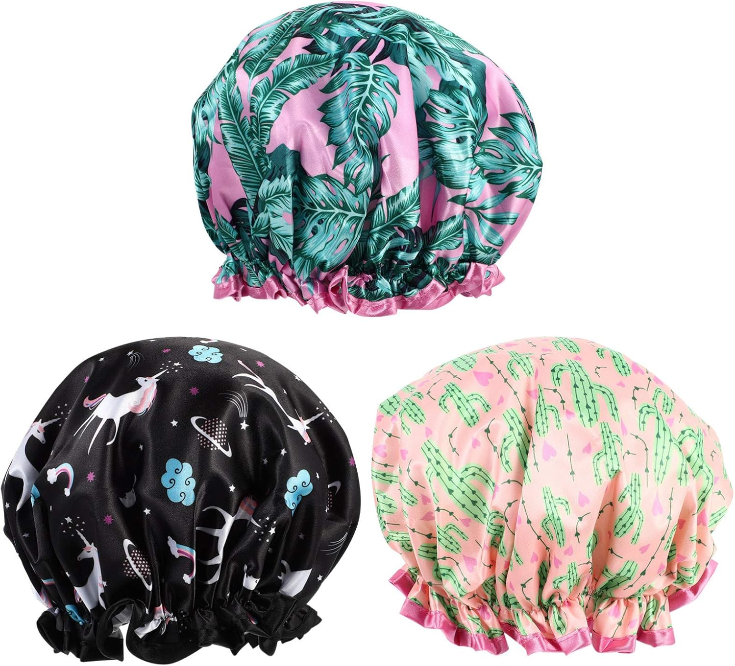Cabilock 3Pcs Elastic Protective Shower Caps Multipurpose Hair Dyeing Caps for Home Use