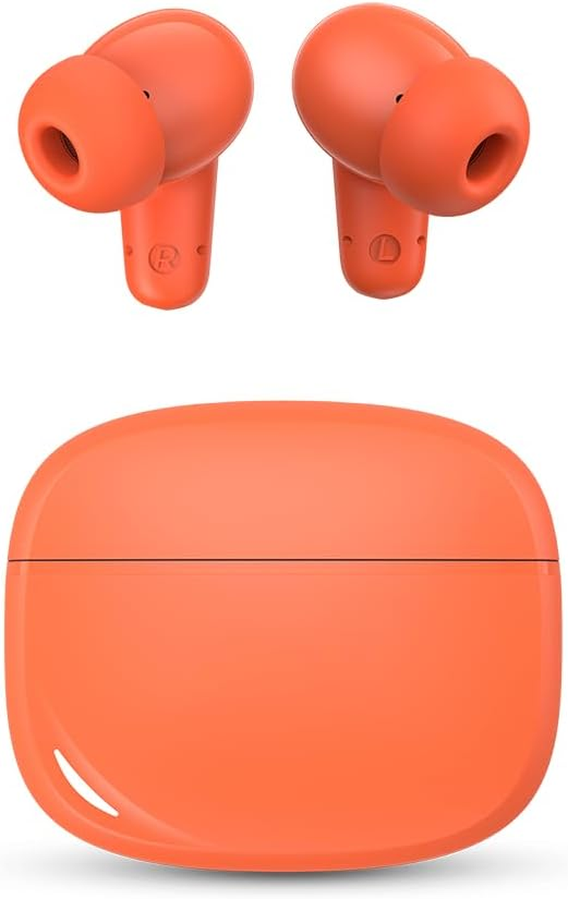 SPC Boost Buds - Wireless Bluetooth Headphones with ENC Noise Cancellation | 30 Hours Battery Life | Google Fast Pair | 4 Microphones | IPX4 | Touch Control and Voice Assistant - Orange