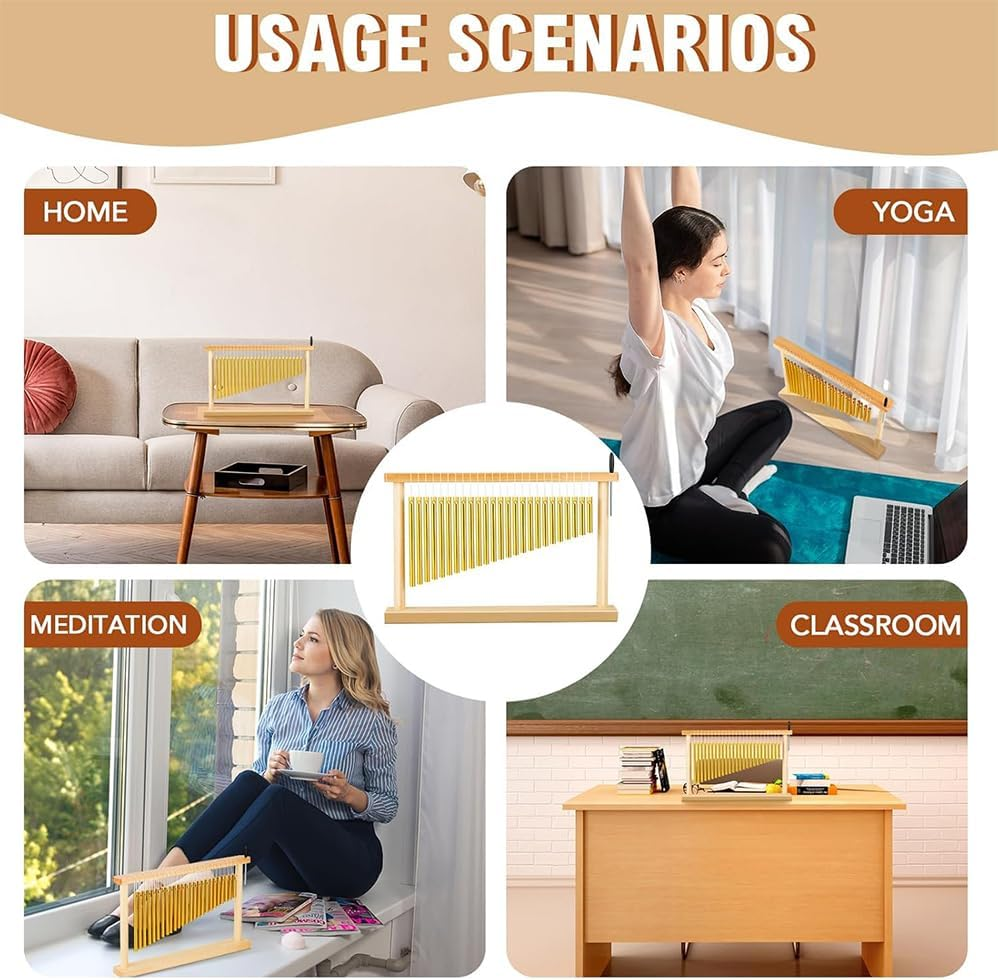 20 Note Chime Table Wind Chime,Bars Musical Percussion Item with Mallet for Office Ornament Decor Educational,Wind Chimes Percussion Instrument for Meditation,Yoga,Sound Healing & Music Performances image number 3