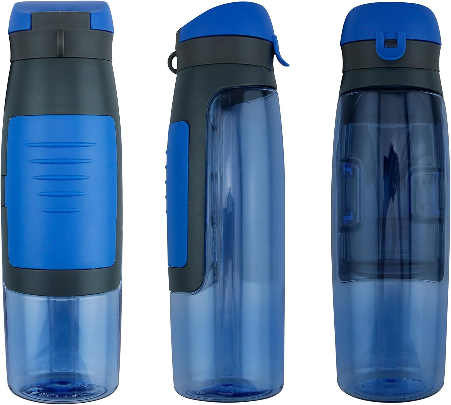 Genki Bottle 750Ml Water Bottle with Storage Compartment for Key, Credit/Debit Card, and More for Outdoors, Gym, Yoga, Sports, and Camping! (Blue) image number 4