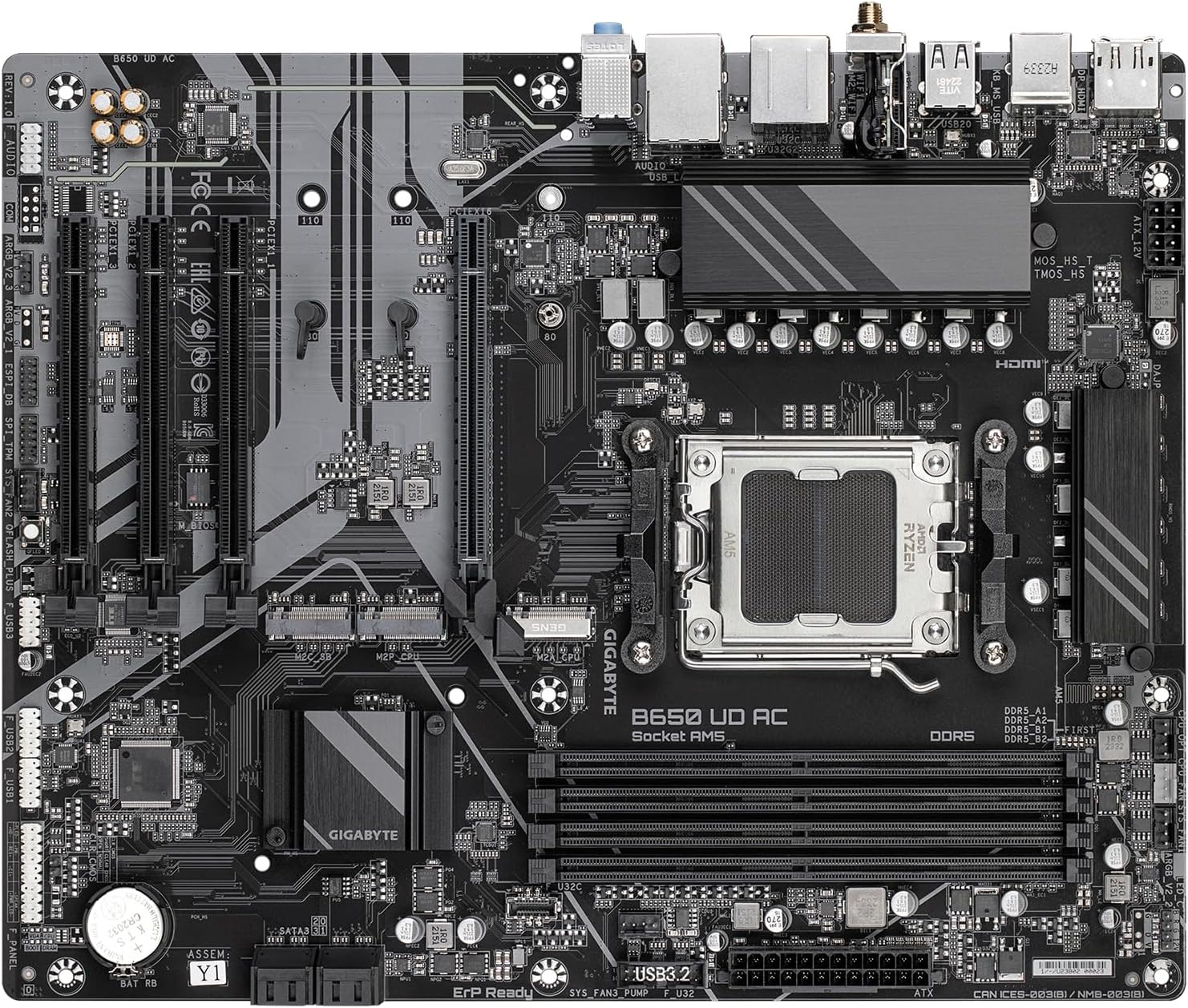 GIGABYTE B650 UD AC (Rev. 1.0) AM5 LGA 1718 AMD B650 ATX Motherboard with 5-Year Warranty, DDR5, Pcie 4.0 M.2, Pcie 4.0, USB 3.2 Gen2X2 Type-C, Gbe LAN image number 4