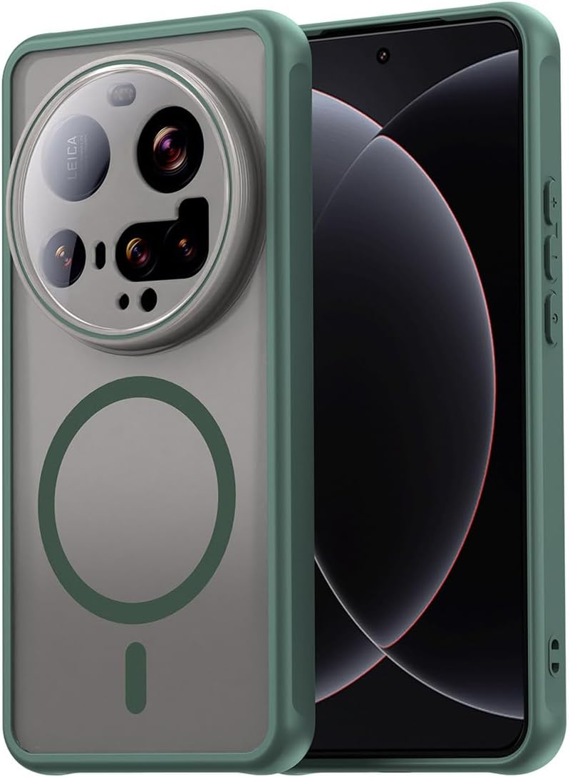UPLAI Case for Xiaomi 15 Ultra, Slim Shockproof Magnetic Mobile Phone Case Case, Premium PC + TPU Silicone Bumper Stylish Translucent Frosted Matt Protective Case Green