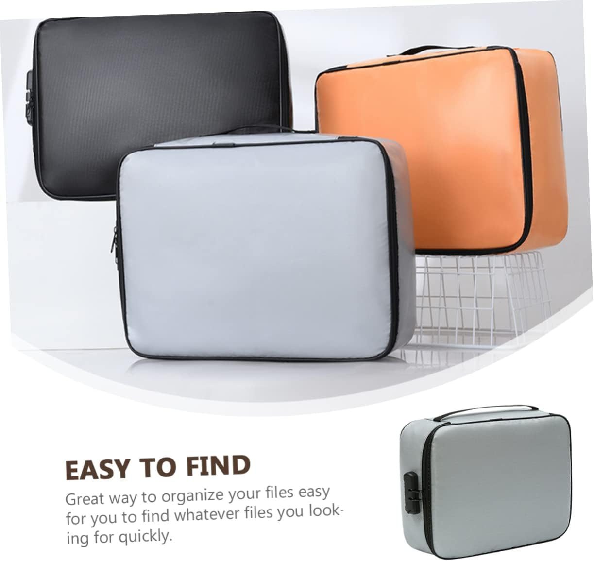 TEHAUX Fireproof Document Bag Travel Safe Bag File Storage Case for Laptop Files image number 6