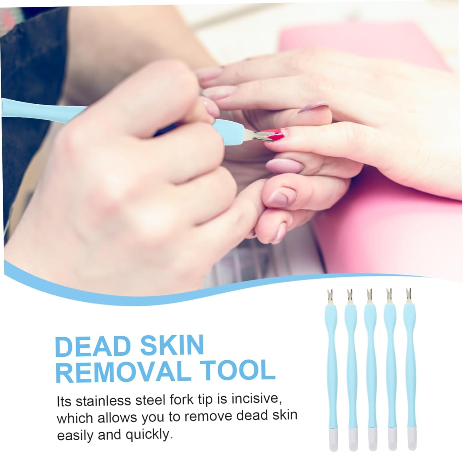 Baluue 15Pcs Stainless Steel Dead Skin Forks for Nail Art Cuticle Trimmer Pushers Easy to Use Carry Professional Manicure Tools image number 3