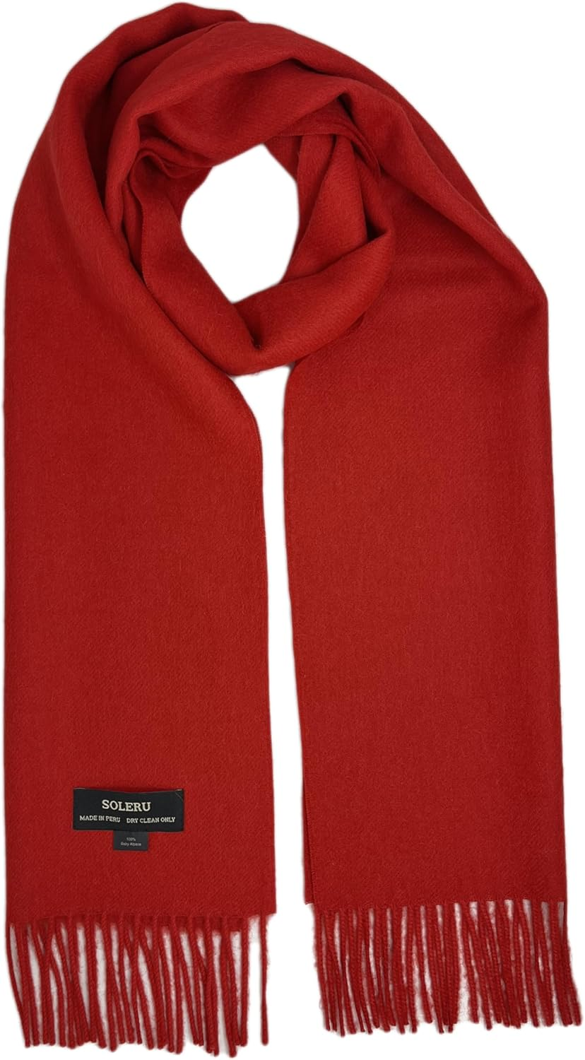 SOLERU 100% Baby Alpaca Wool Scarf for Men & Women - Imported from Peru