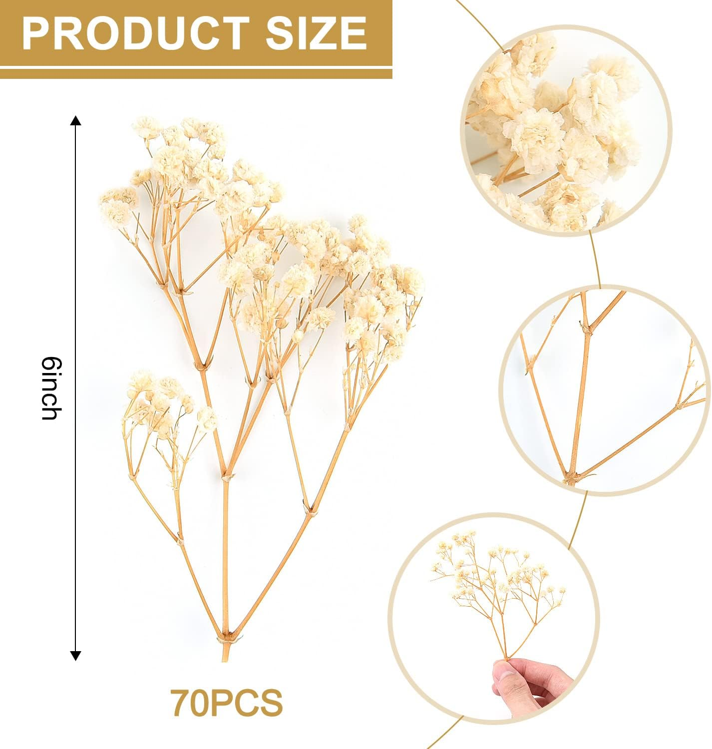 70Pcs Mini Dried Baby'S Breath Flowers 4000+Natural Bulk Flowers Real Flowers Pressing Floral Dried Flowers Pressed Gypsophila Bouquet for Hair Accessory Wedding Card Making (Ivory White) - Pink image number 4