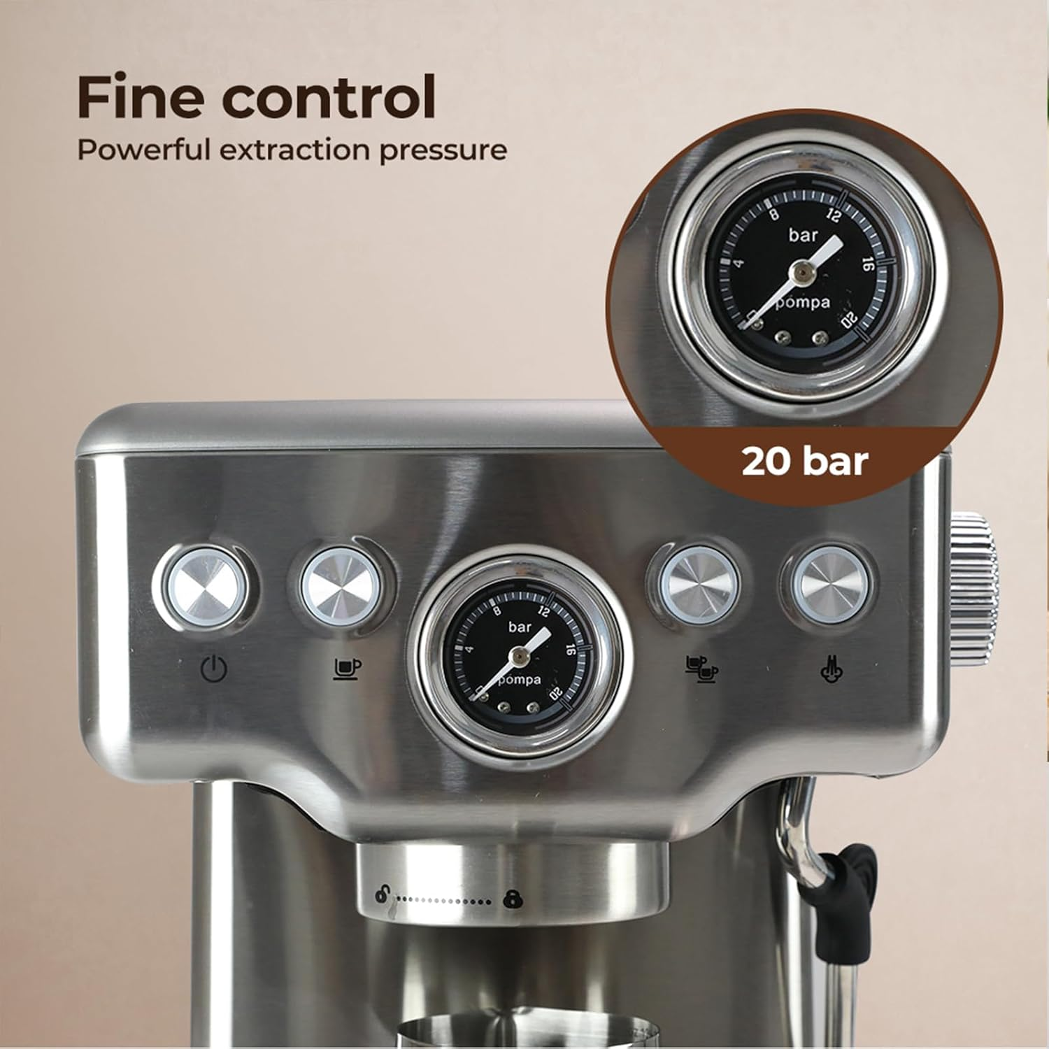 Spector Coffee Machine Espresso Latte Cappuccino Capsule Drip Coffee Maker Bean Grinder, LCD Pre - Soaking Feature - Steam Milk Frother 20 Bar Stainless Steel(21Cm X 26.5Cm X 29Cm, Silver) image number 1