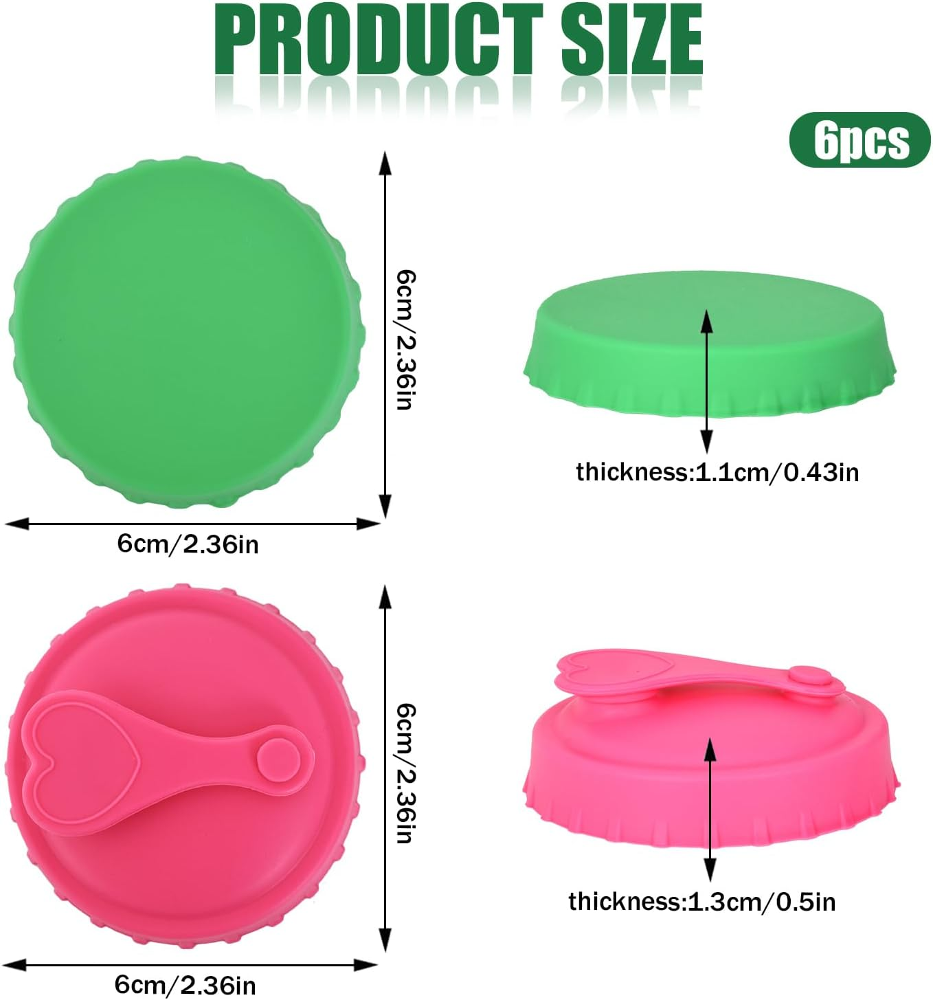 6 Pcs Silicone Can Lid Covers, 2 Styles Can Protector Lid, Dust-Proof and Leak-Proof Silicone Can Cover, Reusable Silicone Sealer Cap, Silicone Can Stopper for Standard Soda, Beer, Cola Cans(6 Colors) image number 1