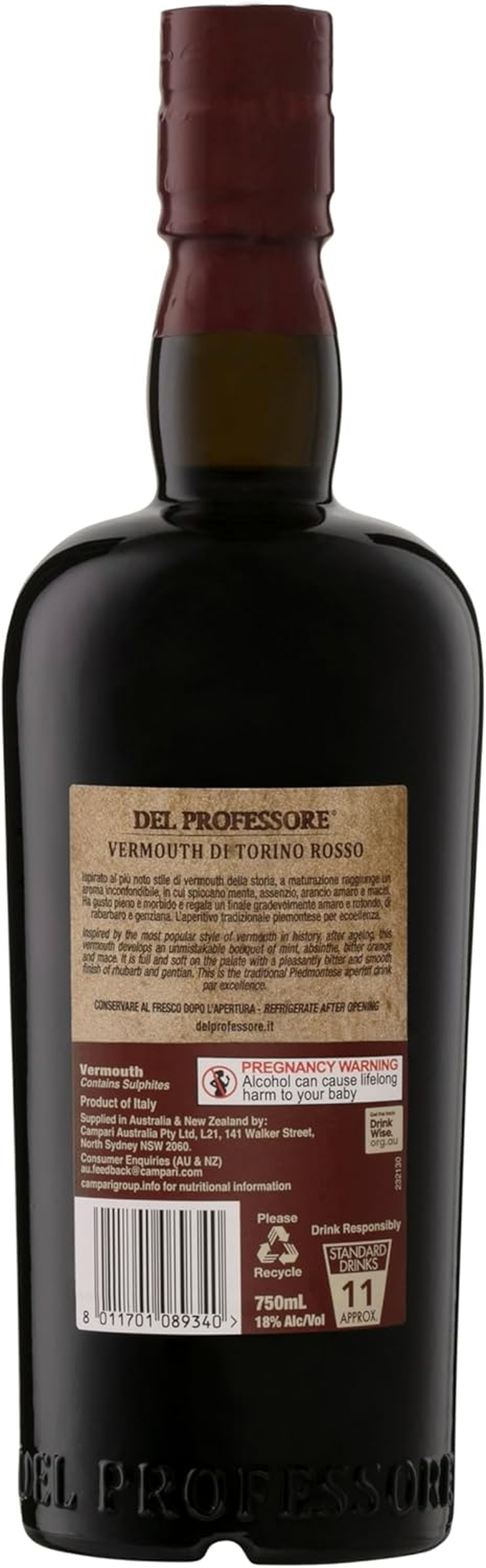 Del Professore Vermouth Torino Rosso 750Ml