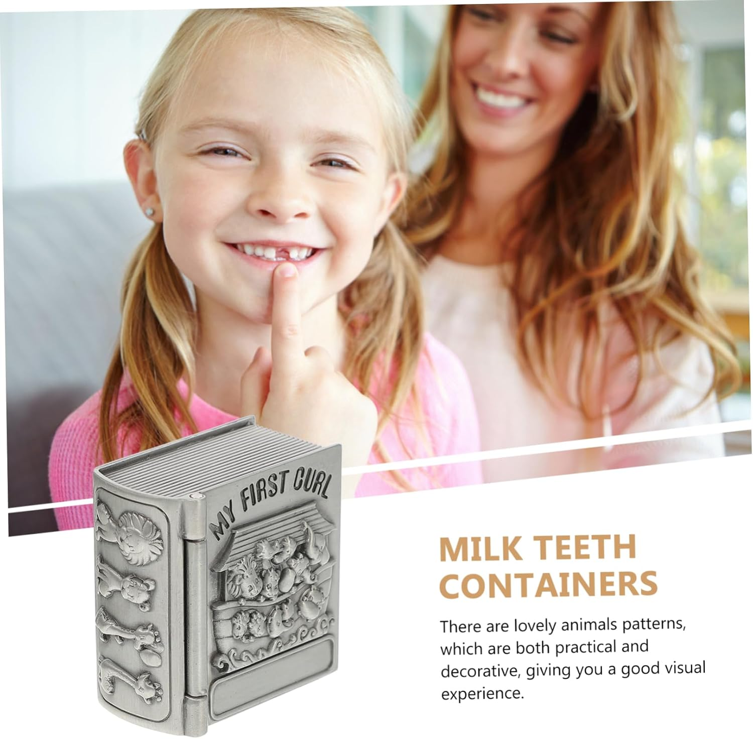 HANABASS Tooth Boxes and Milk Teeth Containers for Kids Vintage Treasure Chest Design 2Pcs Pack and Hair Preservation