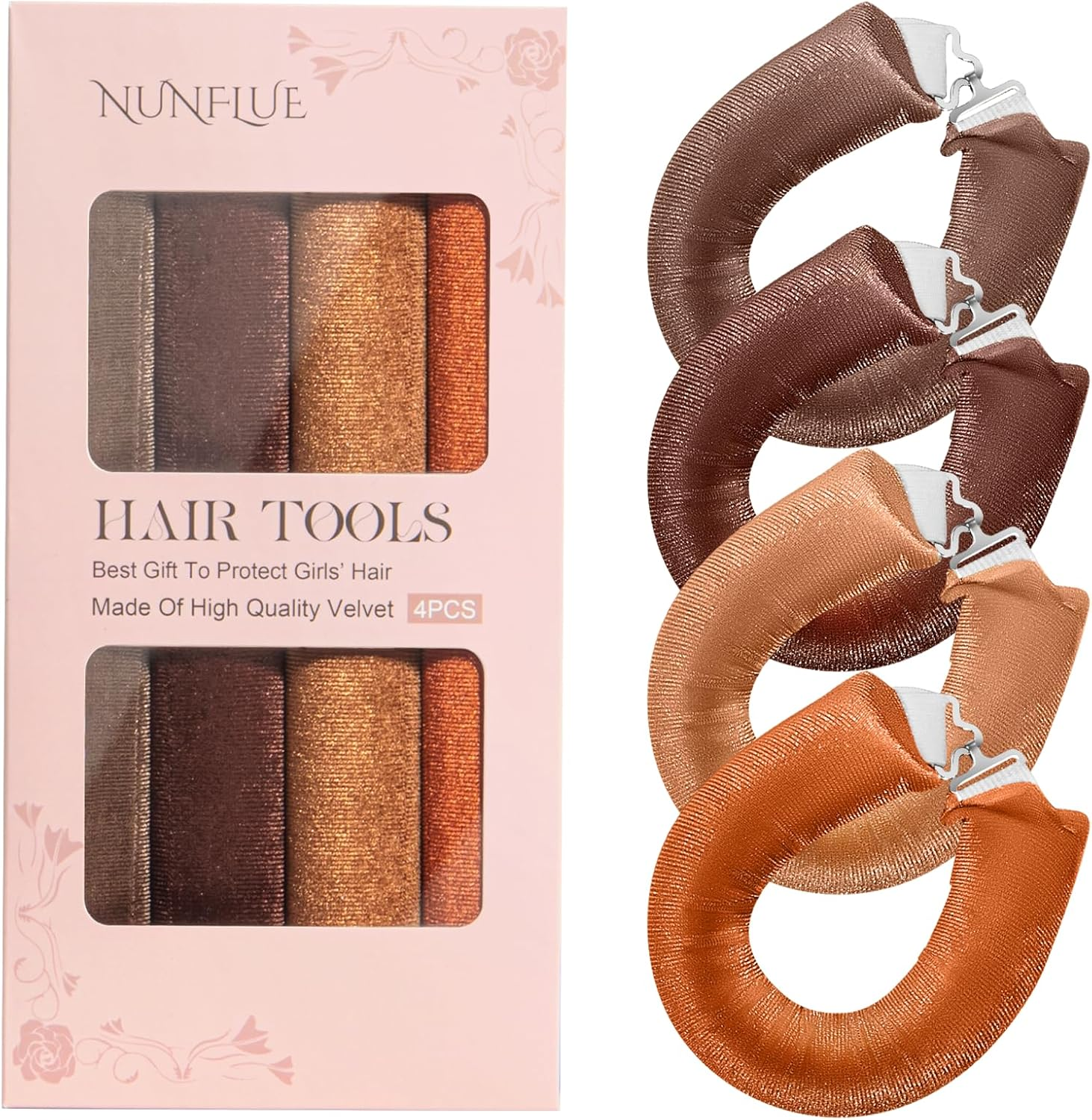 NUNFLUE Heatless Curls Overnight Set - Jumbo Soft Curling Rods to Sleep In, No Damage Velvet Curling Rods with Silk Scarf, Non-Heating Overnight Blowout Styling Tools All Hair Types