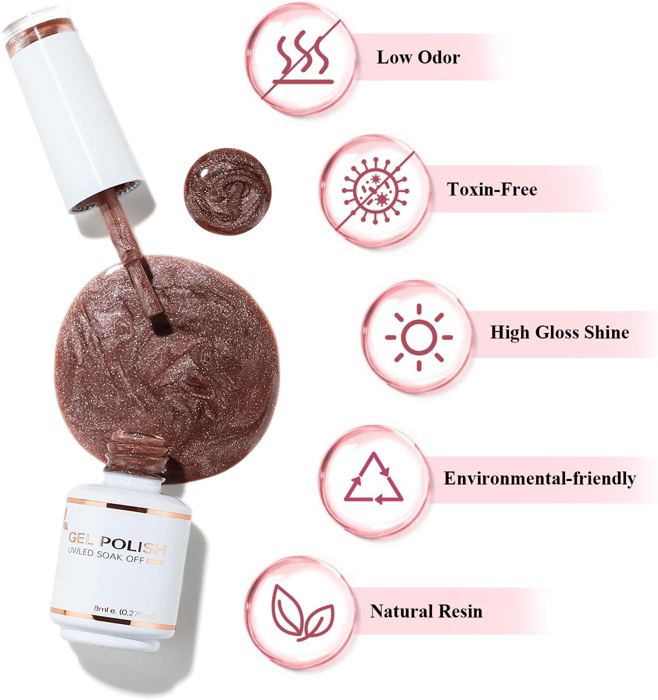 Nicedeco Gel Nail Polish 6 Pcs 8Ml Soak off LED U V Kit-31 Cruelty-Free & Vegan image number 2