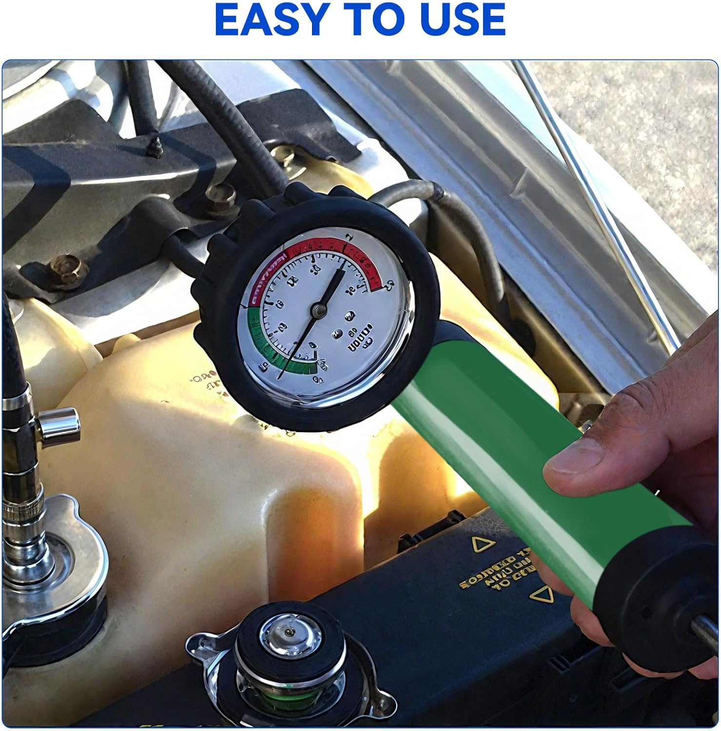 19PCS Radiator Pressure Tester Kit with 15 Adapters, Hand Pump, Probe Thermometer, Wrench & O-Rings &ndash; Cooling System Pressure Tester Kit Universal Coolant Pump Leak Detector for Cars, Suvs & Trucks