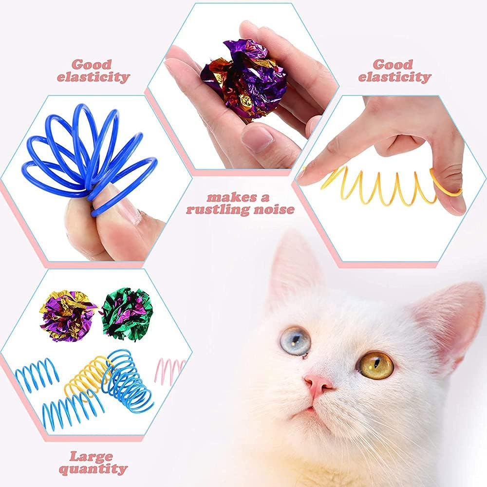 14Pcs Crinkle Balls Cat Toy Spring Cat Toy, Interactive Kittens Toys with Rustle Sound for Playing and Interacting with Cats