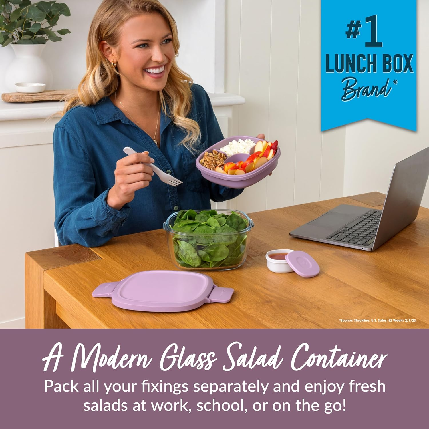 Bentgo All-In-One Glass Salad Container - Lavender image number 5