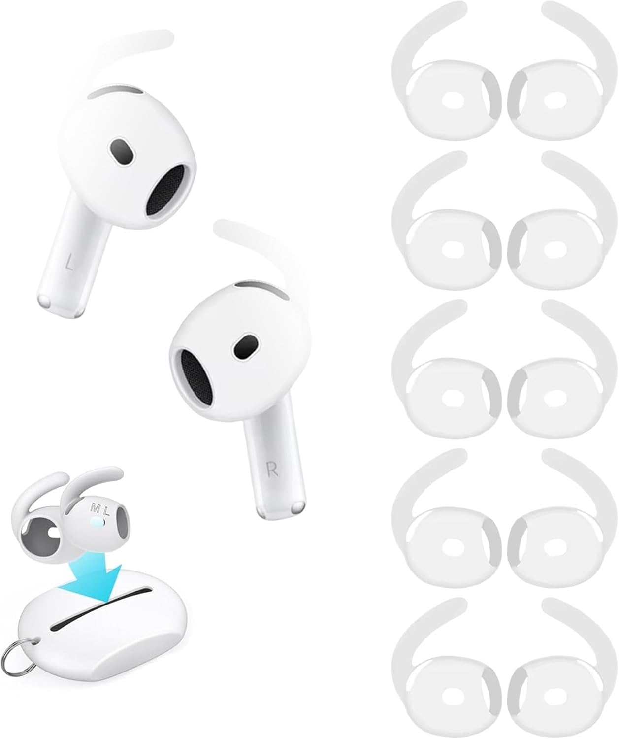 Umvowuxa 3 Pairs Replacement Ear Tips for Airpods Pro and Airpods Pro 2Nd Generation Earphones with Noise Reduction Hole, Soft Silicone Replacement Ear Tips Fit in the Charging Case (S/M/L)