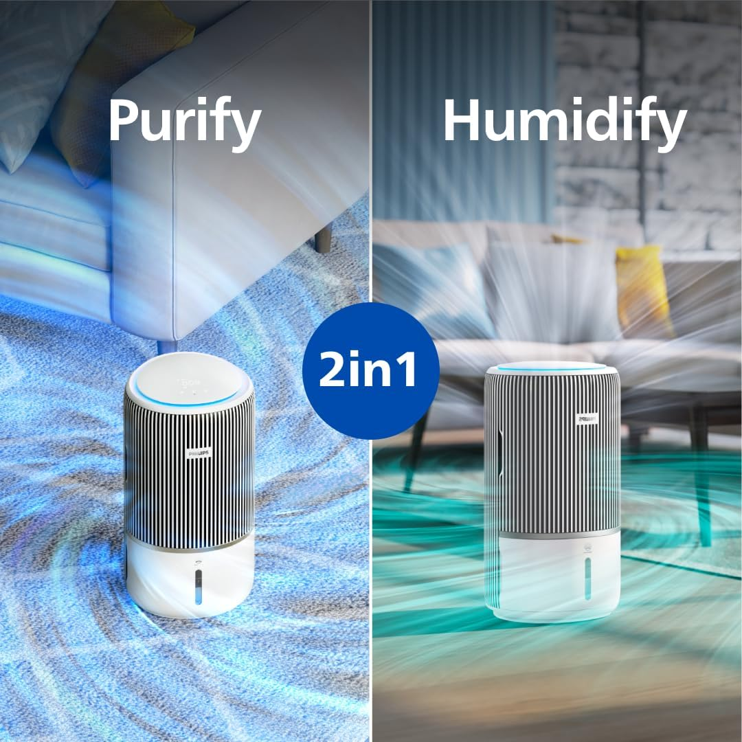 Philips 3400 Series 2-In-1 Air Purifier and Humidifier, HEPA Nanoprotect + Active Carbon Filter, Hygienic Humidification at 650Ml/H, CADR 300M&sup3;/H for 78M&sup2; (AC3420/10) image number 4