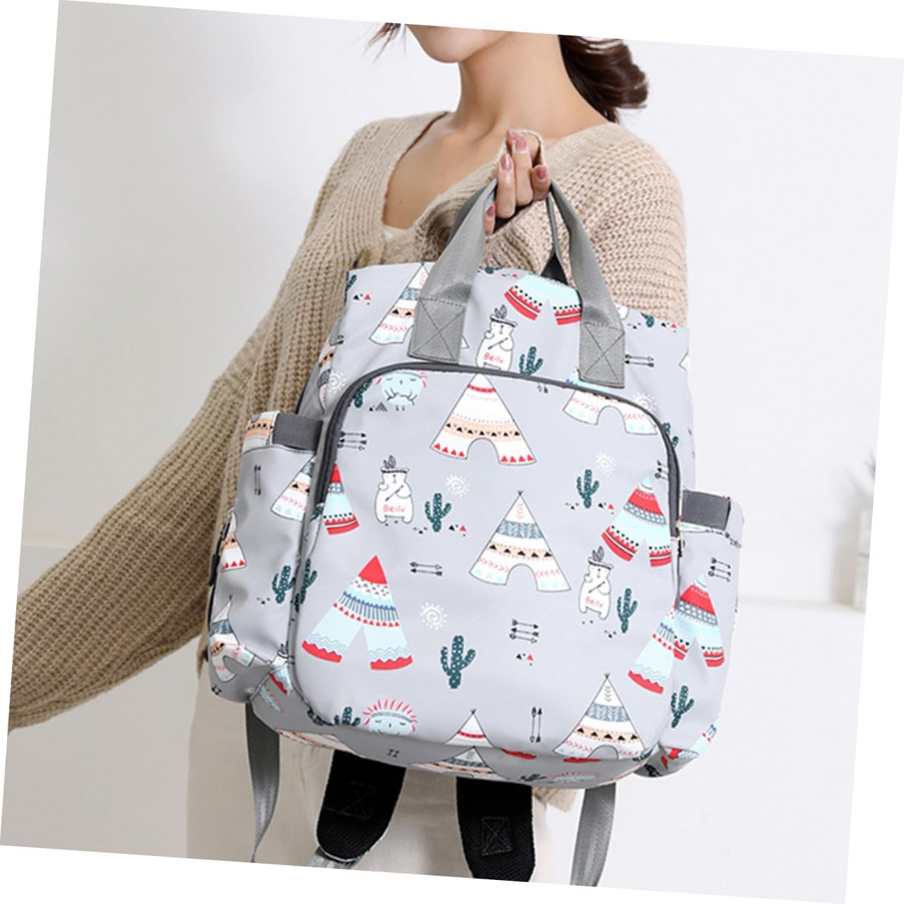 Nylon Diaper Backpack for Mom Large Capacity Travel Backpack Organiser Handbag and Stroller Compatible image number 3