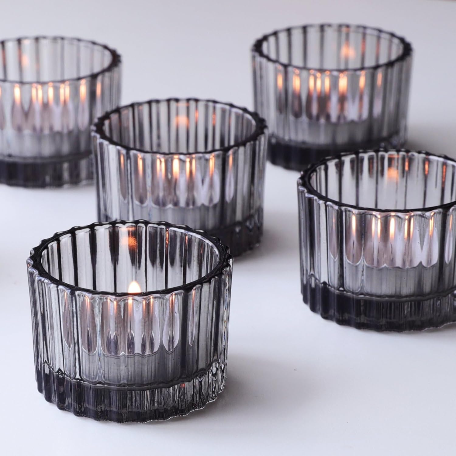 VOHO Tealight Candle Holder Set of 24, Glass Tea Lights Candle Holder for Birthday Decorations, Crystal Clear Candle Holders for Table Centerpiece(2 in X 1.4 In, Clear)