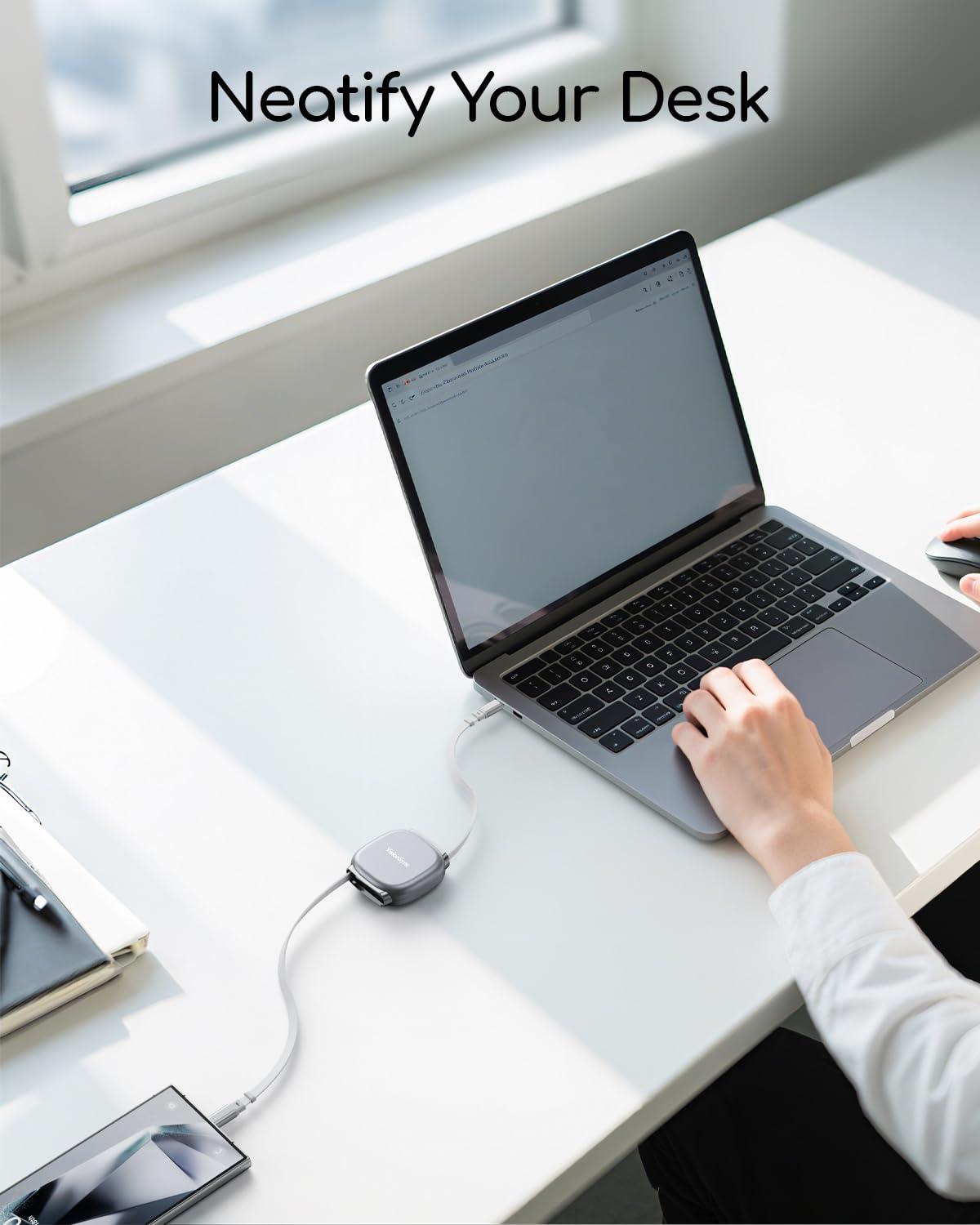 Visionsync 240W USB C to USB C Cable,Pd3.1 Retractable USB C Cable with Magnetic Slot for Travel,Car,5 Preset Length,Fast Charging for Iphone 17/16/15,Ipad,Macbook,Galaxy S25/24,(1M,2Pack,Grey) image number 2