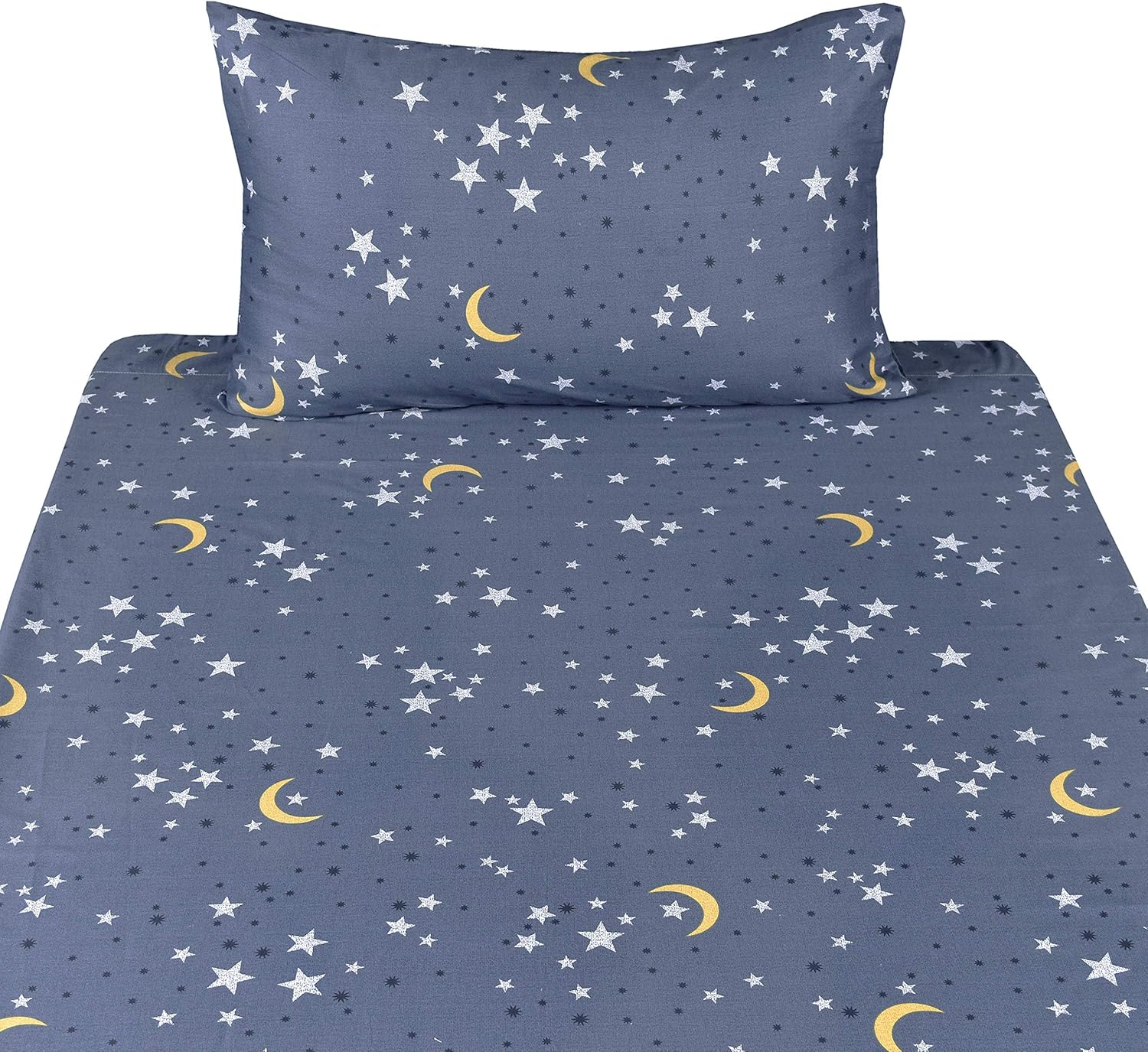 Scientific Sleep Moon & Stars Boys Girls 100% Cotton 3 Pcs Twin Bed Sheet Set Kids Toddler Teen, Flat Sheet & Fitted Sheet & Pillowcase Kids Bedding Set image number 5