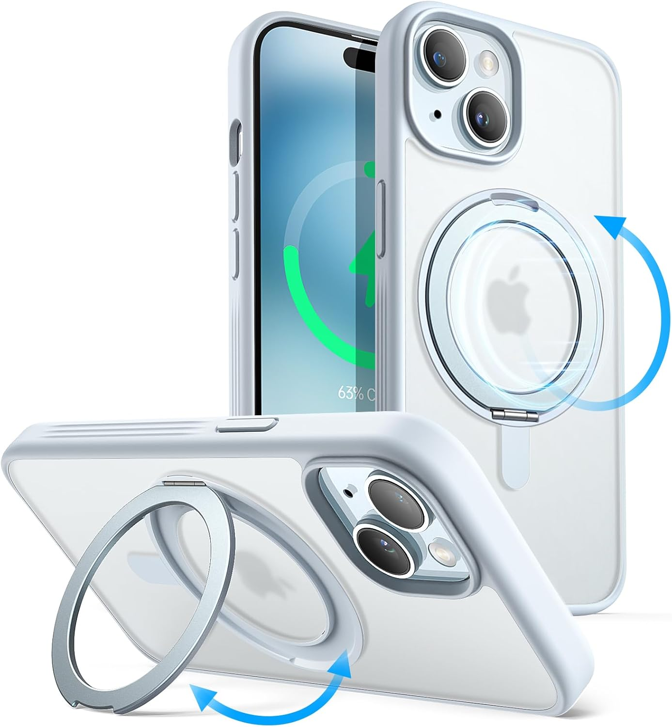 Jetech 360 Degree Rotatable Ring Case for Iphone 15 6.1-Inch Compatible with Magsafe, Slim Shockproof Phone Cover with Stand & Ring Holder (Black)