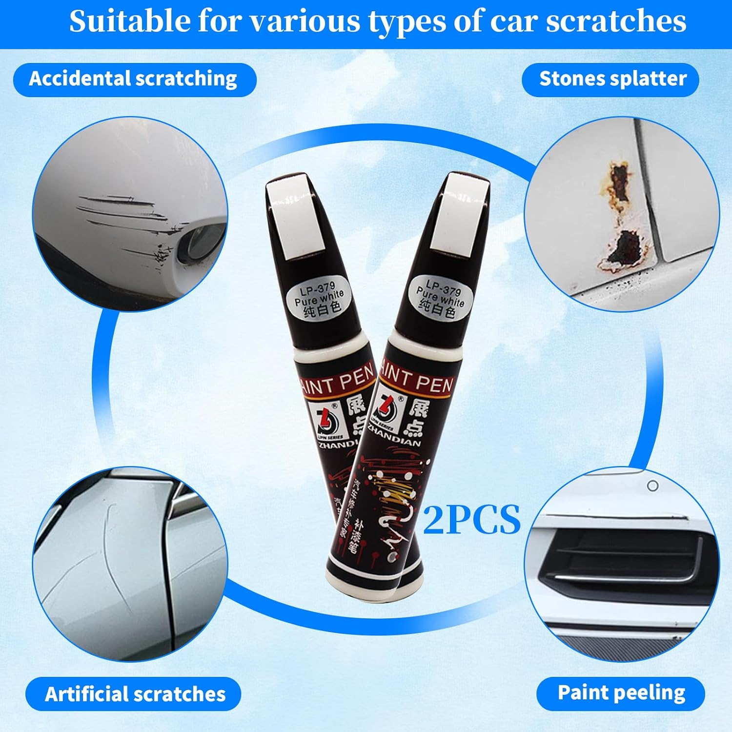 2 PCS Universal Car Touch-Up Paint Pen for Car Body, Car Scratch Repair Fluid, Wheel Repair Paint Kit, Quick & Easy Scratch Fix for Rim, Simple & Convenient, Uniform Paint Coating (Matte Black) - Matte Black image number 4