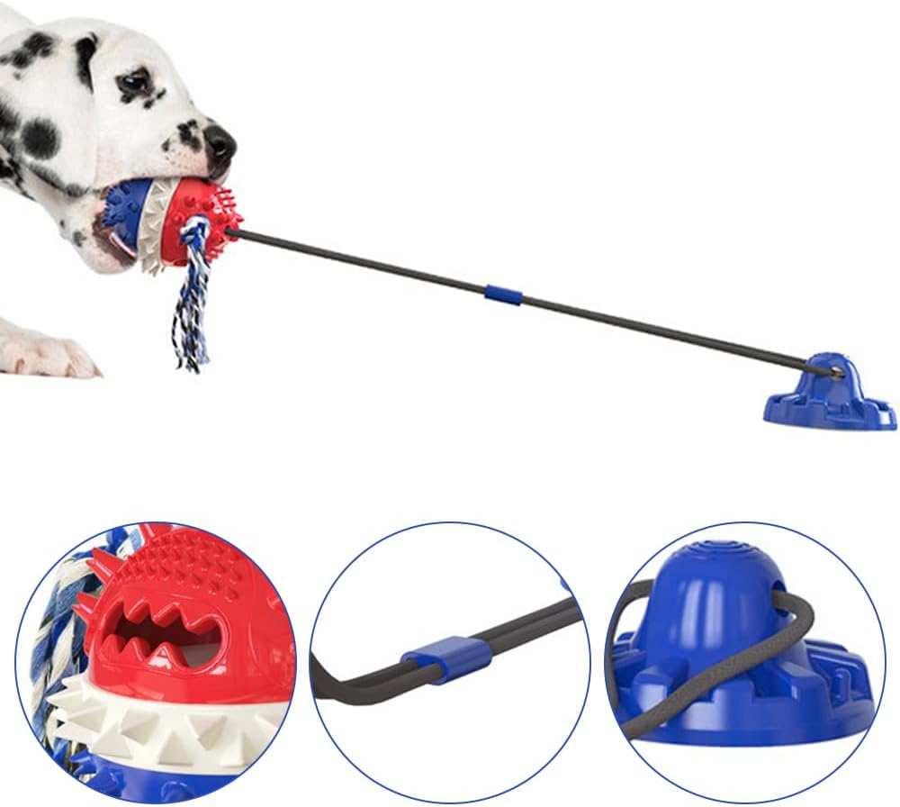 Tug and Pull Dog Toy with Suction Cup, Dog Puzzle Toys, Portable Interactive Dog Toys, Dog Chew Toys for Aggressive Chewers (Blue image number 2