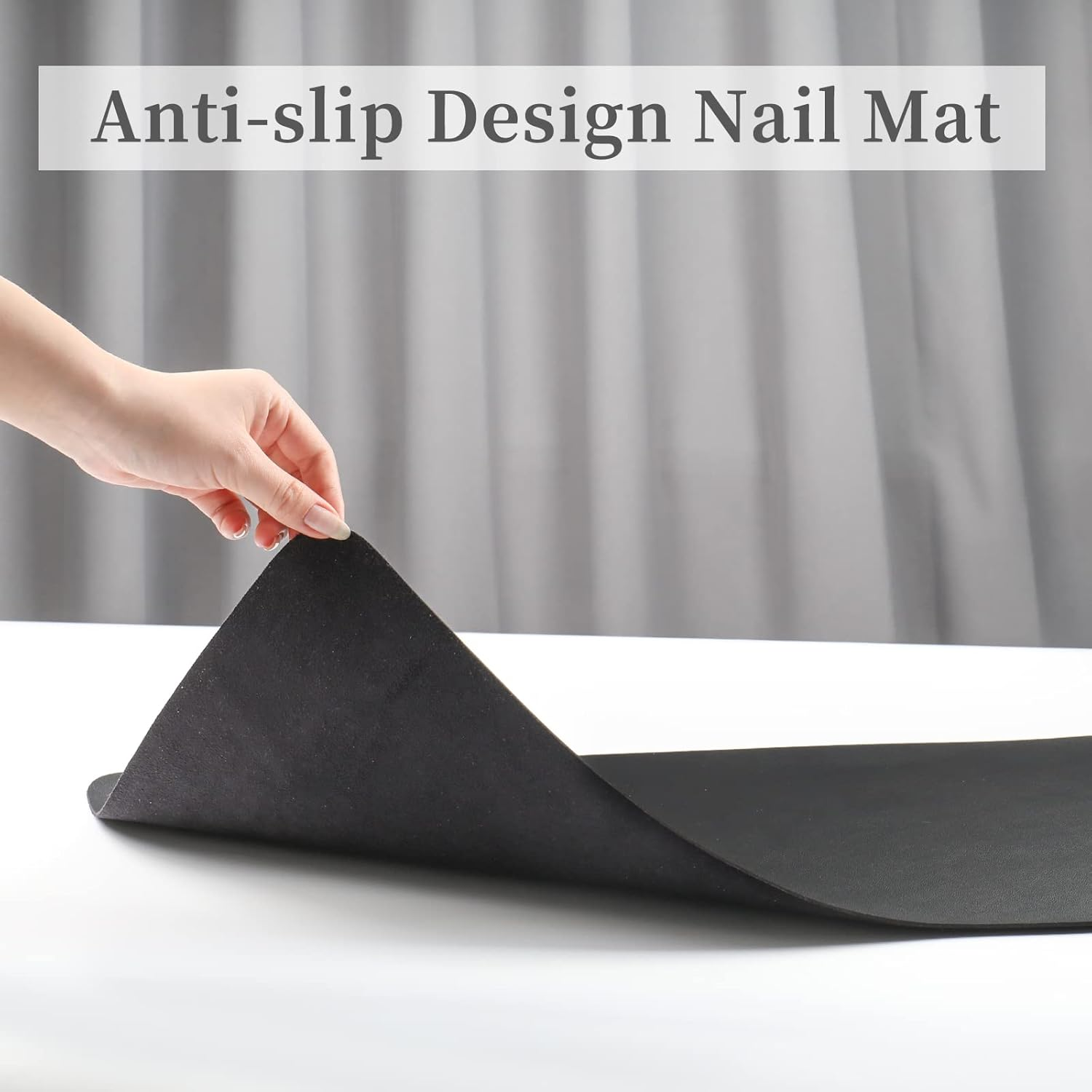 Black Nail Art Table Mat, Foldable Nail Hand Rest Mat for Nail Arm Rest Cushion, Soft Microfiber PU Leather Nail Arm Rest Pillow Manicure Pad Nail Table Desk Mat for Nail Technician Manicure(Mat ONLY) image number 2
