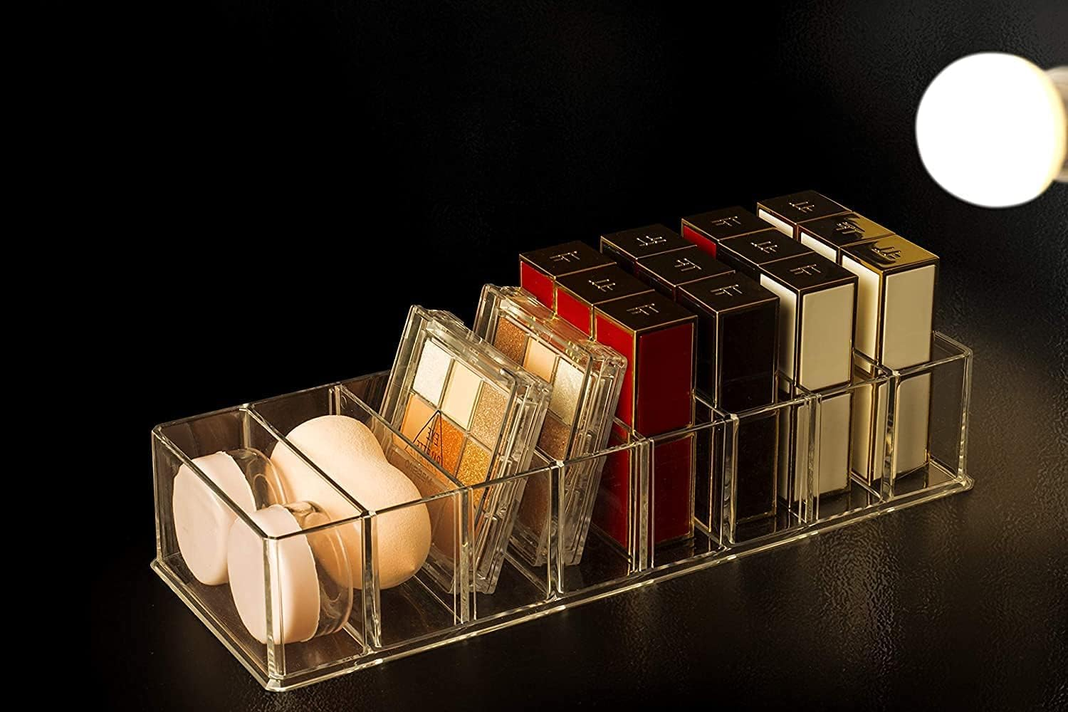 Grestar 2 Pack Detachable Makeup Organizer, 8 Compartments Acrylic Cosmetic Storage Jewelry Display Boxes, Clear Drawer Organizers Case for Dresser Vanity Bathroom Kitchen image number 2