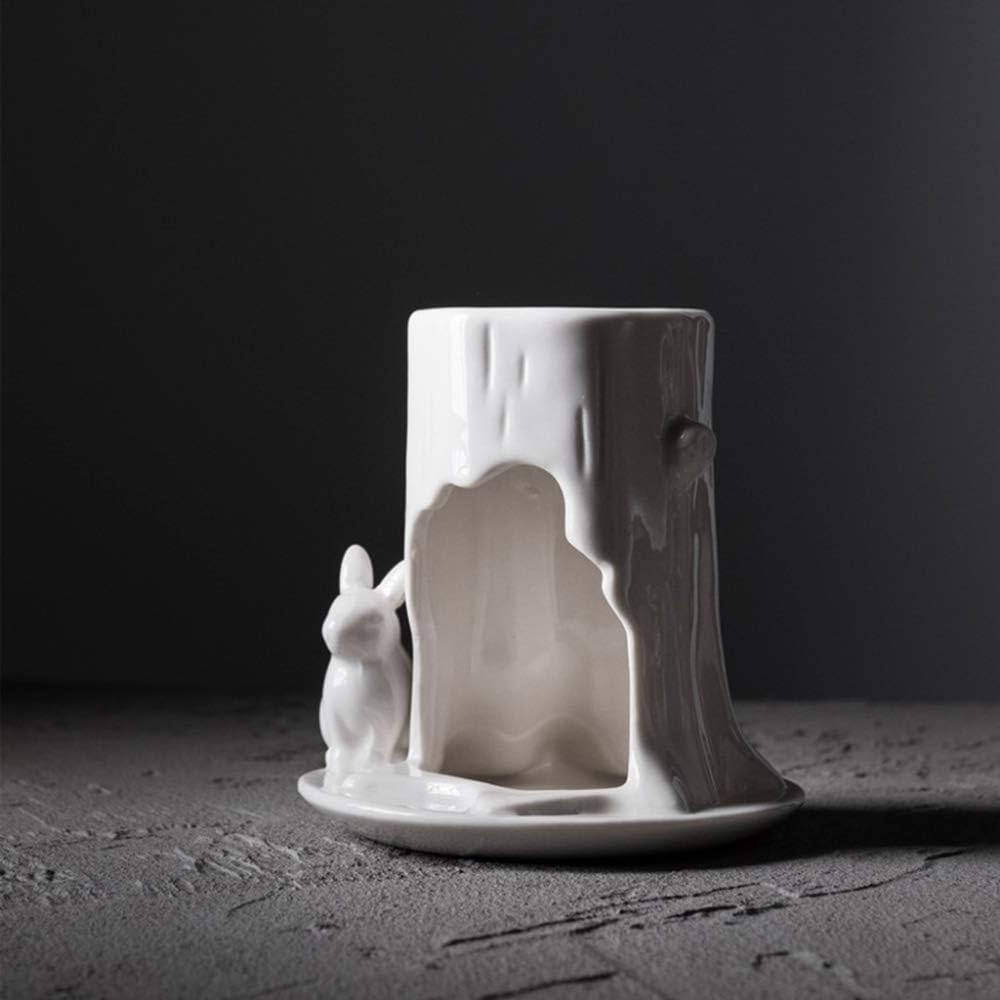 Scented Candle Fragrance Melter Tea Light Holder,Wrought Iron Home Aromatherapy Candle Stand Oil Burner Ceramic Candle Holders Aroma Living Room Porcelain Ceramic Wax Melt Burner image number 6