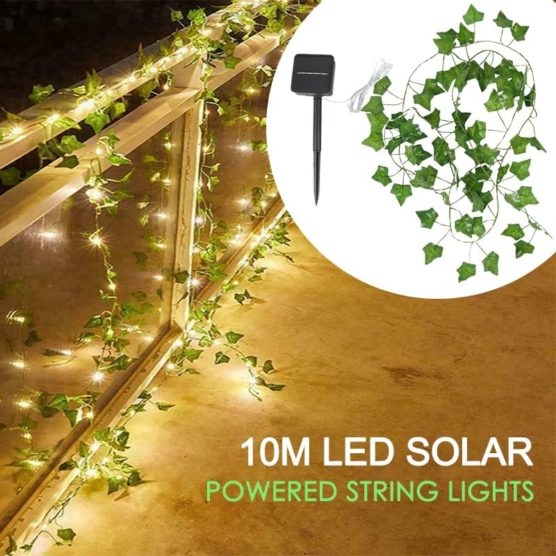 Leona Co 10M Solar Fairy String Lights with Ivy, Solar 100LED Plant Vine Lights for Wall Room Window Wedding Indoor Outdoor Party Halloween Festival Decor image number 1