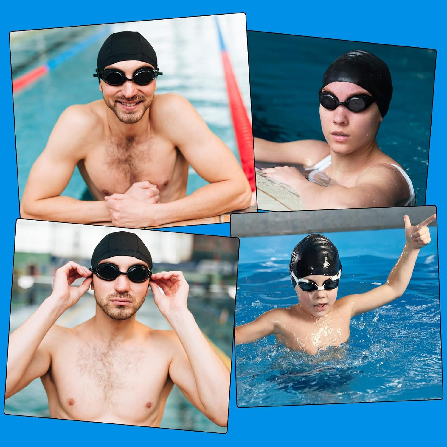 2 Pcs Silk Wave Cap Men Silky Elastic Band Durags Unisex Adults Women Satin Silk Hair Bonnet for Sleep Soft Breathable Satin Durag Fit Running Hiking Racing Motorcycle Riding 9.84 &times; 6.30 Inches Black image number 4