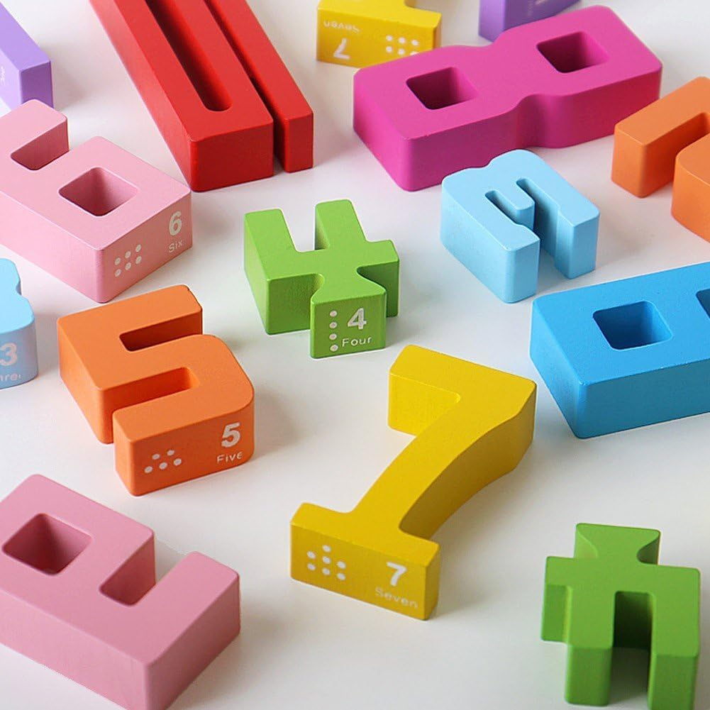 Number Wooden Building Blocks Set 3D Digital Puzzle Baby Blocks Toys for Boys & Girls Montessori Stacking Toy Number Puzzle Blocks image number 4