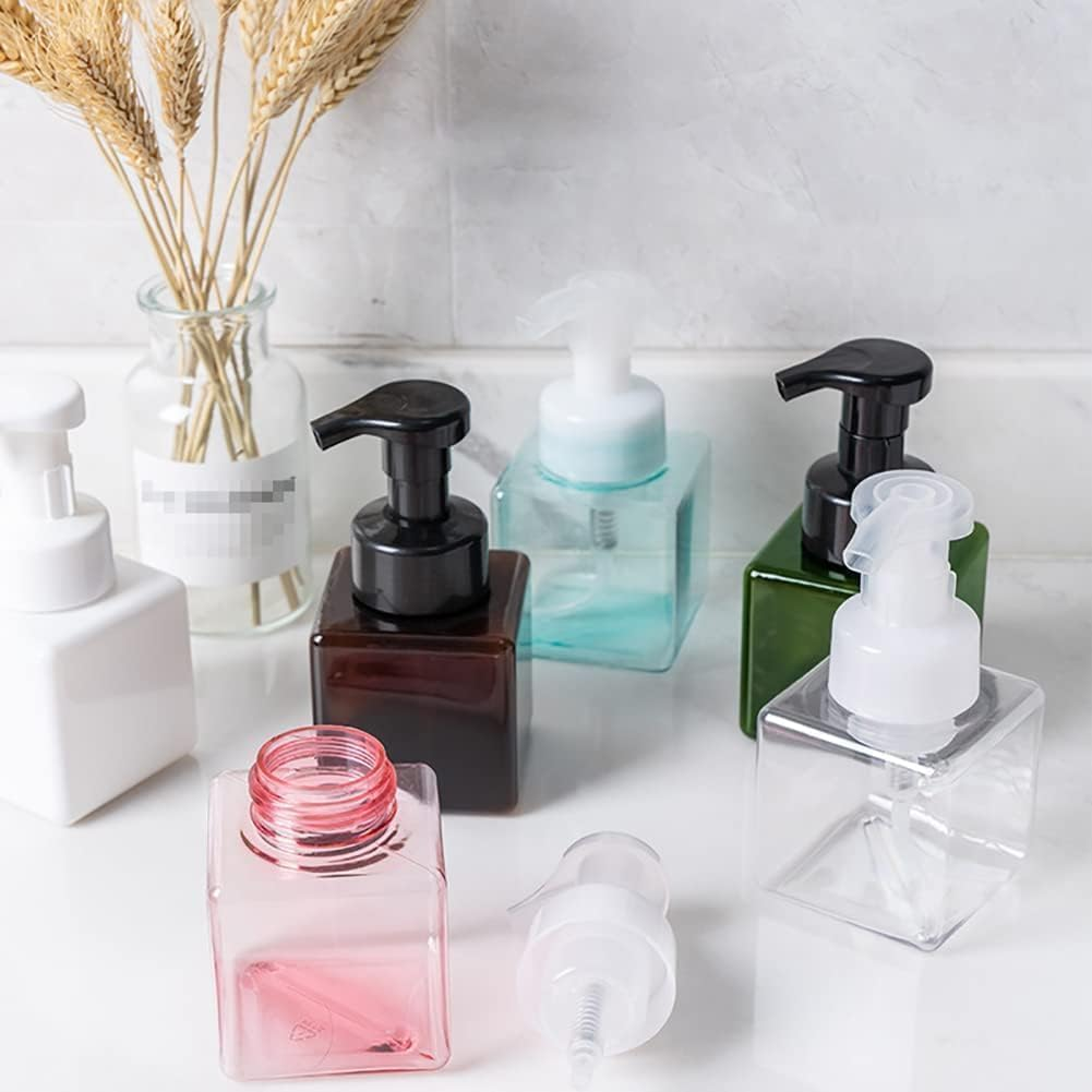 Refillable Plastic Pump Bottles, 250Ml, Square Foam Dispenser, Empty Liquid Hand Soap Bottles, Foaming Shampoo Dispenser for Body Wash Tools and Accessories (Light Blue, One Size) image number 1