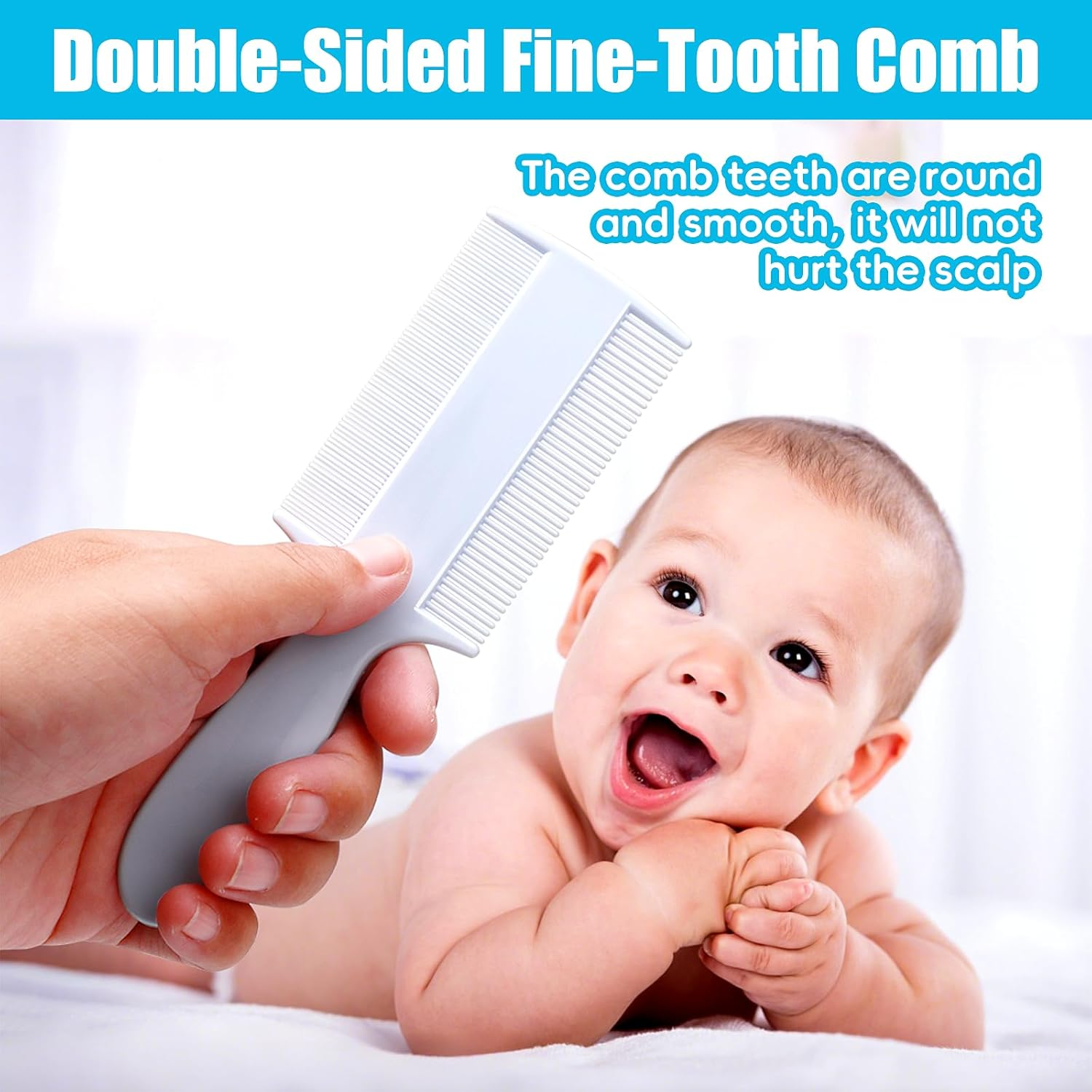 Cradle Cap Brush for Babies, 5Pcs Cradle Cap Treatment Set with Soft Bristle Brushes Silicone Scrubber Long Comb for Newborn Bathing Essentials Baby Brush and Comb Set (White) image number 5