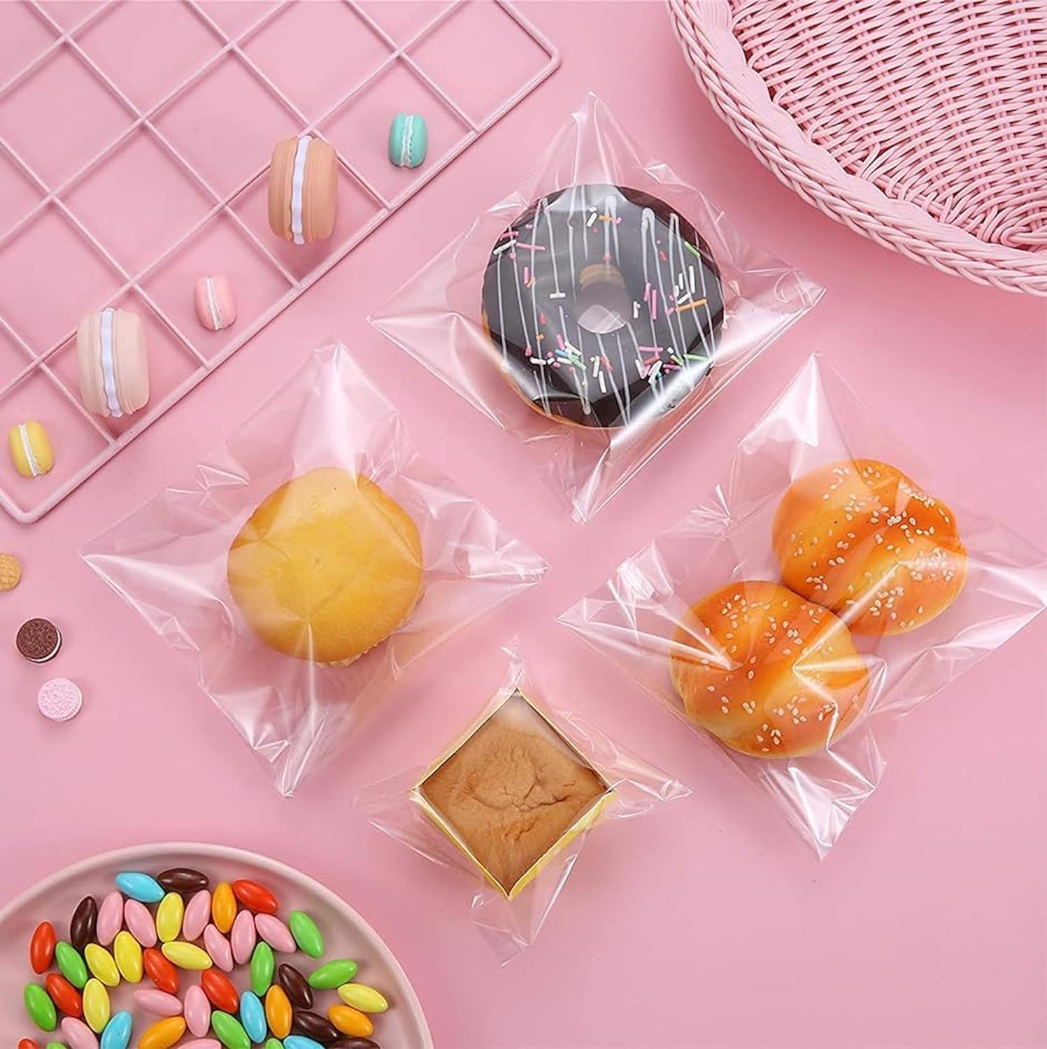200 Pcs Clear Self Sealing Cellophane Bags,3.9 * 3.9In Resealable Cellophane Bag for Packaging Cookies, Candy and Products image number 6