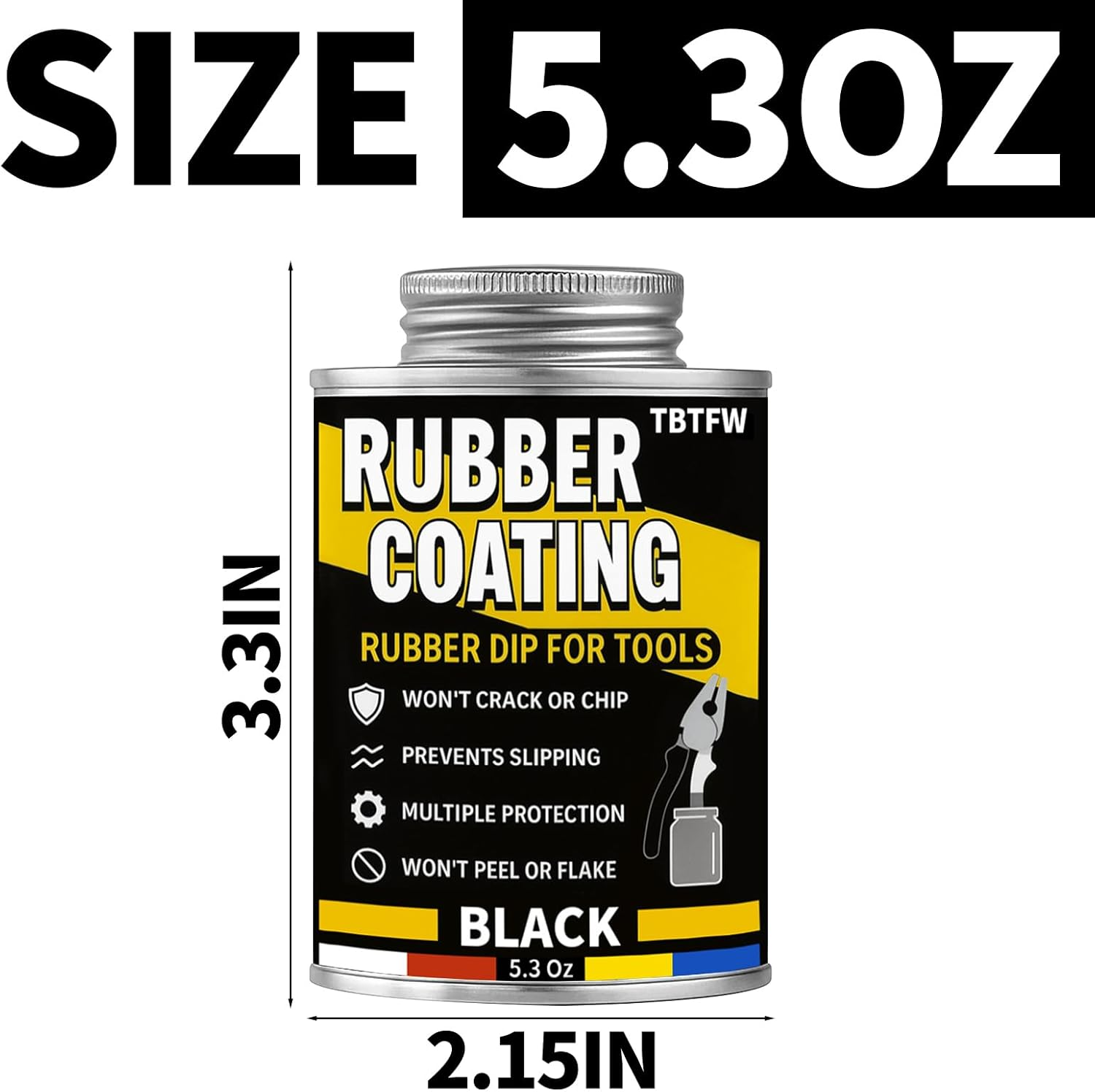 Liquid Rubber, Black Peelable Liquid Rubber Coating, Waterproof, Flexible, Breathable, Suitable for DIY Tool Repair(5.3 Oz) image number 6