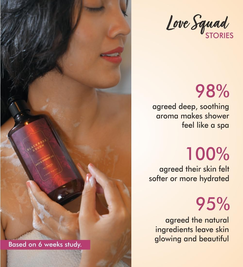 THE LOVE CO. Mesmerising Black Rose & Oud Foaming Body Wash 300Ml - Shower Gel for Women - Bodywashes for Men - Cleansing Bath Gel - Moisturizing Body Care image number 6