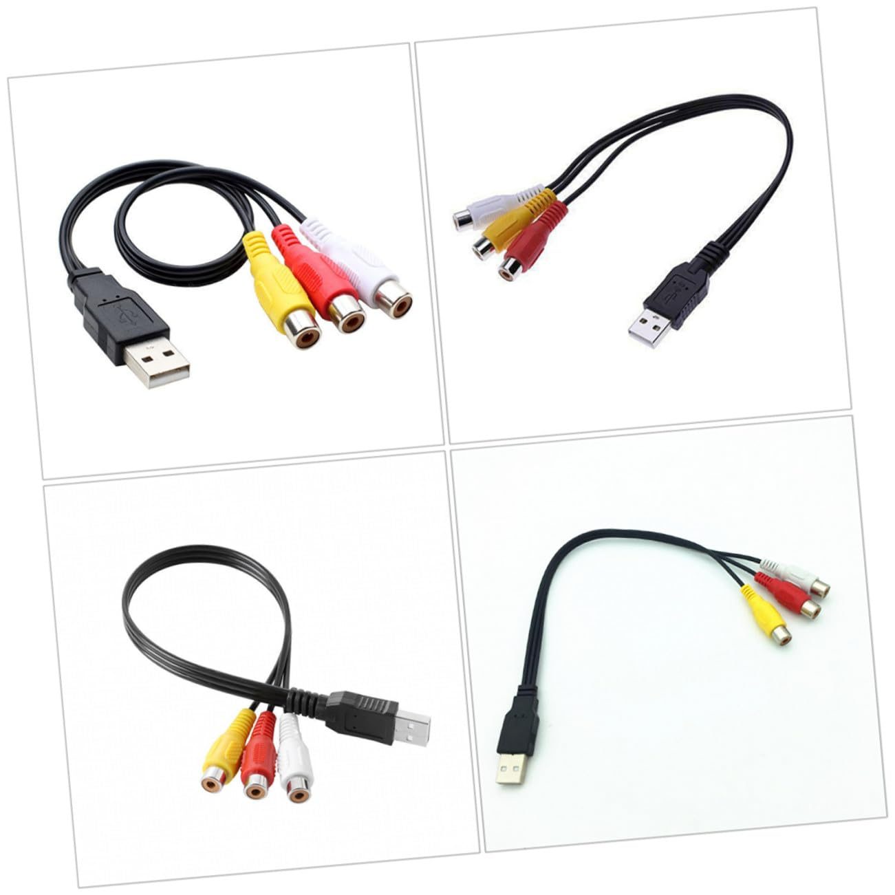 KOCKSHION USB Male to 3Rca Female Audio Video Cable 0.3M Set-Top Box Adapter for Home Theater and Tv Connection, 2Pcs image number 1