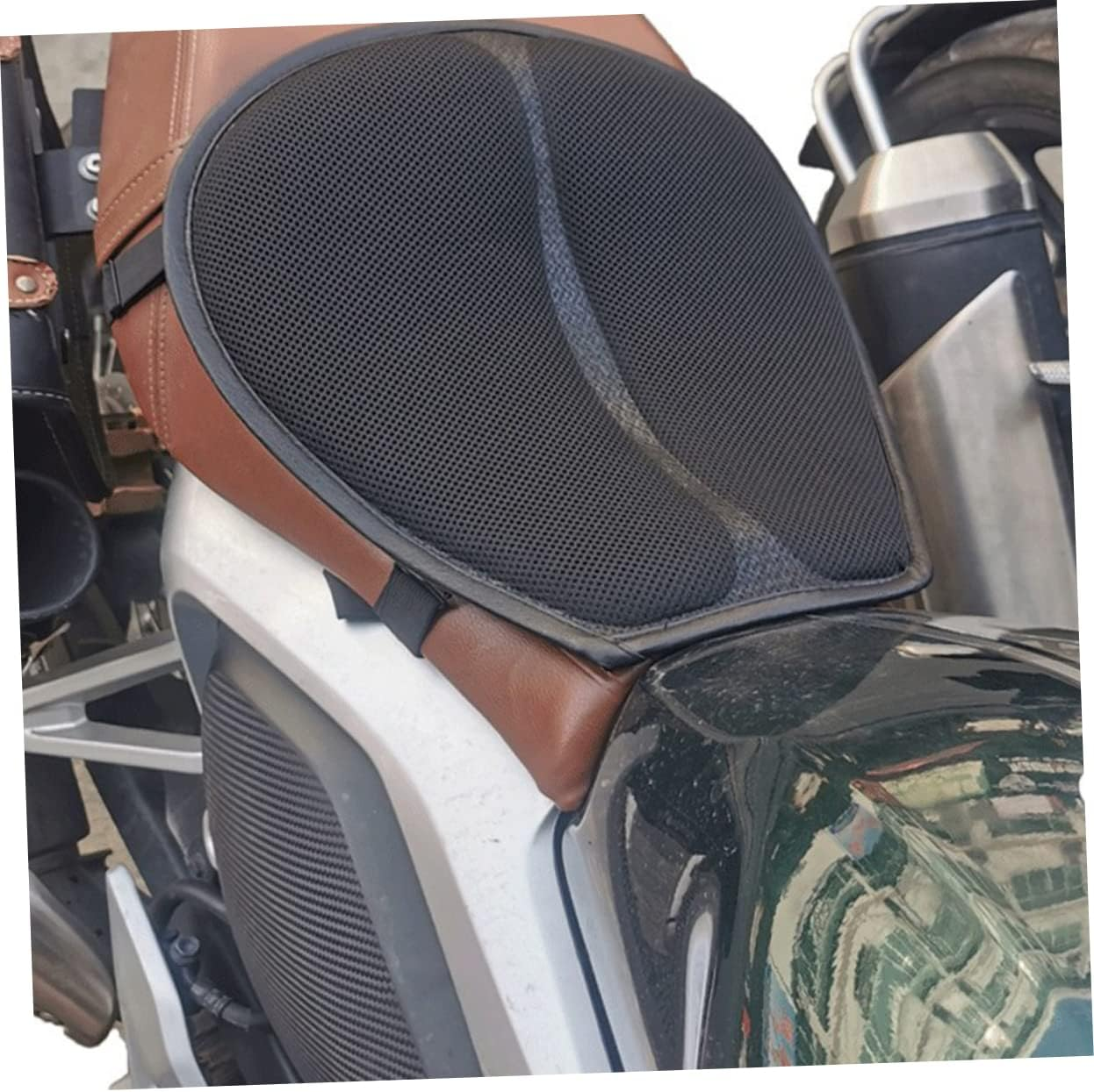 CHILDWEET Motorbike Seat Pad Breathable Motorcycle Cushion Reusable Motorbike Seat Cover Shock Absorbing Four Seasons Motorcycle Accessory for Adult Riders image number 5